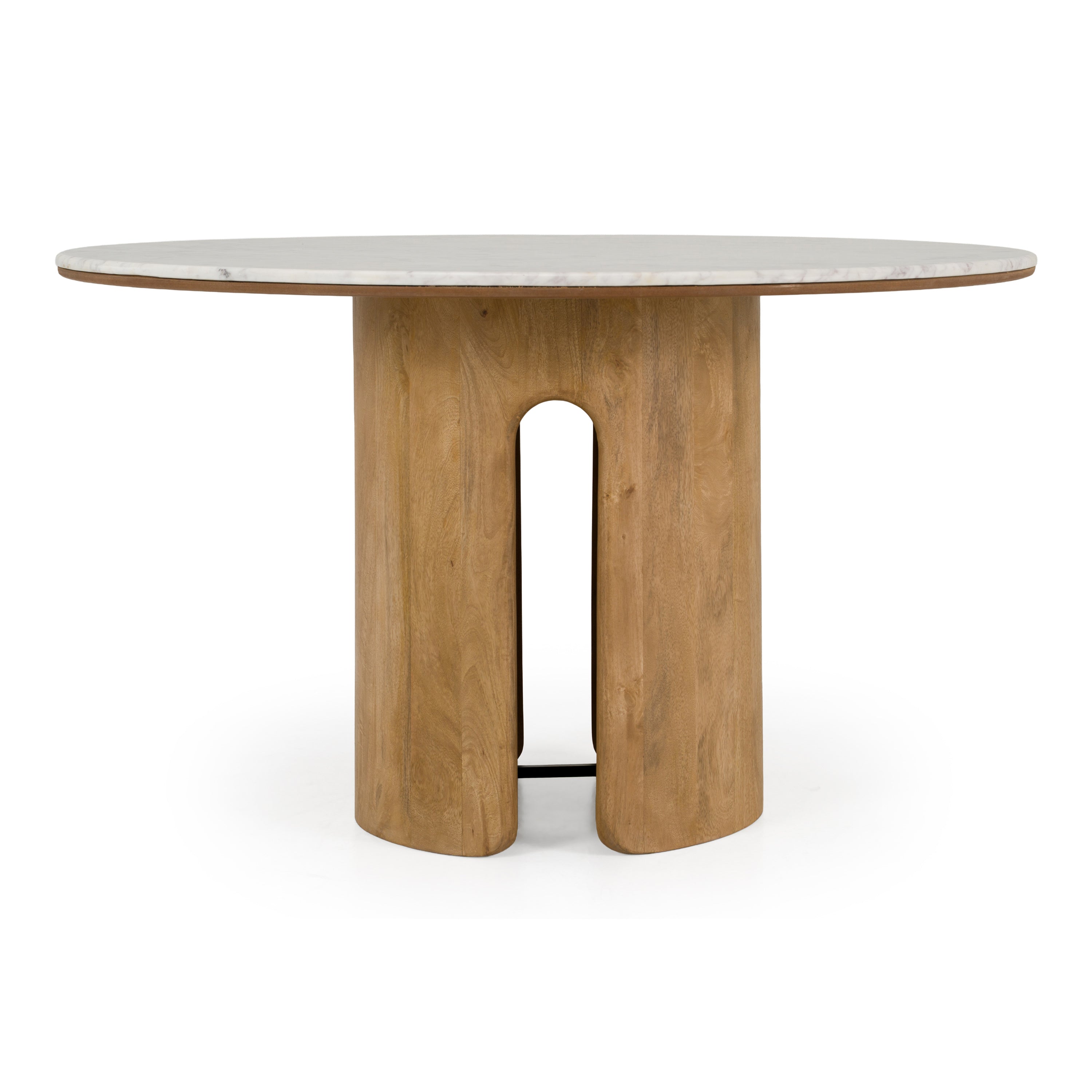 Zorhan Modern Marble and Mango Round Dining Table