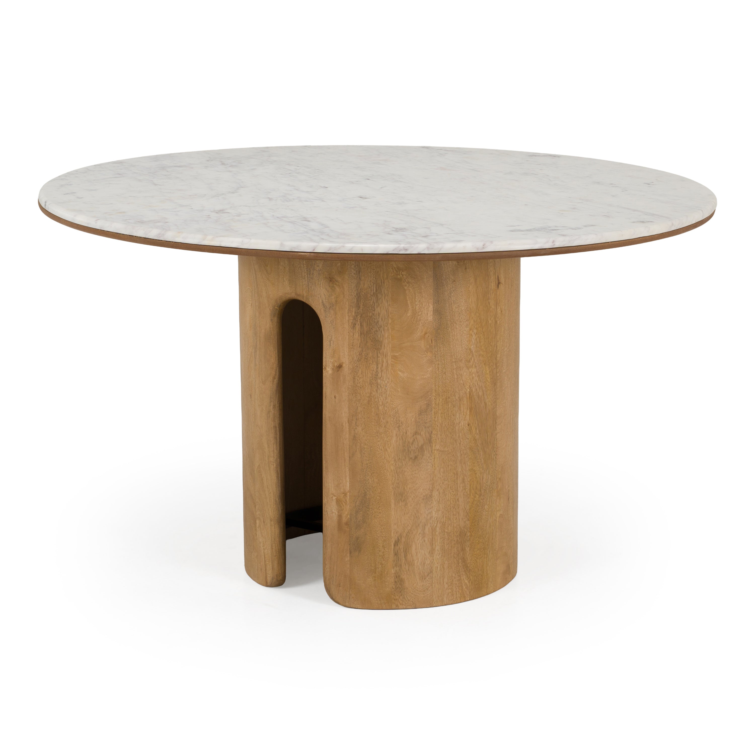 Zorhan Modern Marble and Mango Round Dining Table