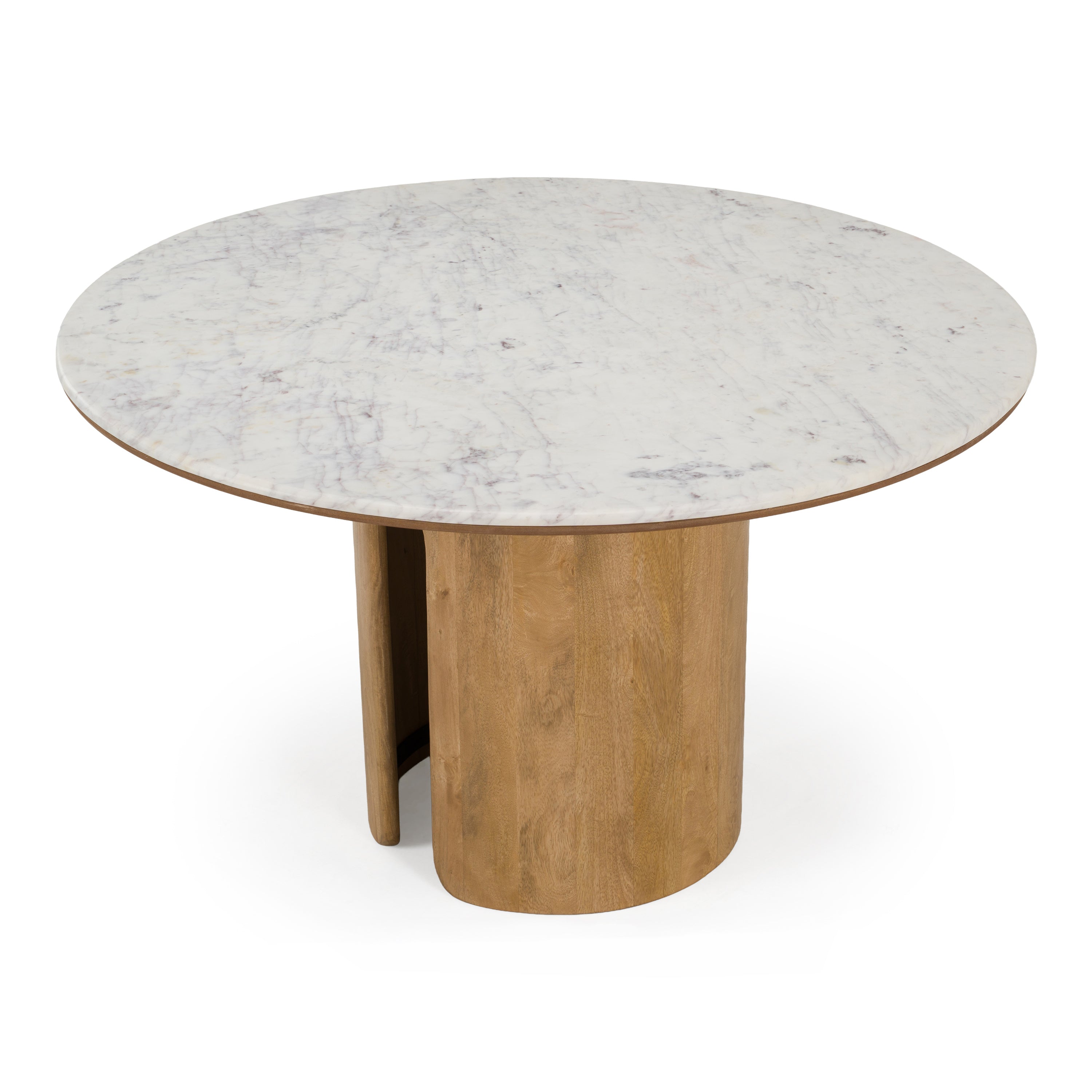 Zorhan Modern Marble and Mango Round Dining Table