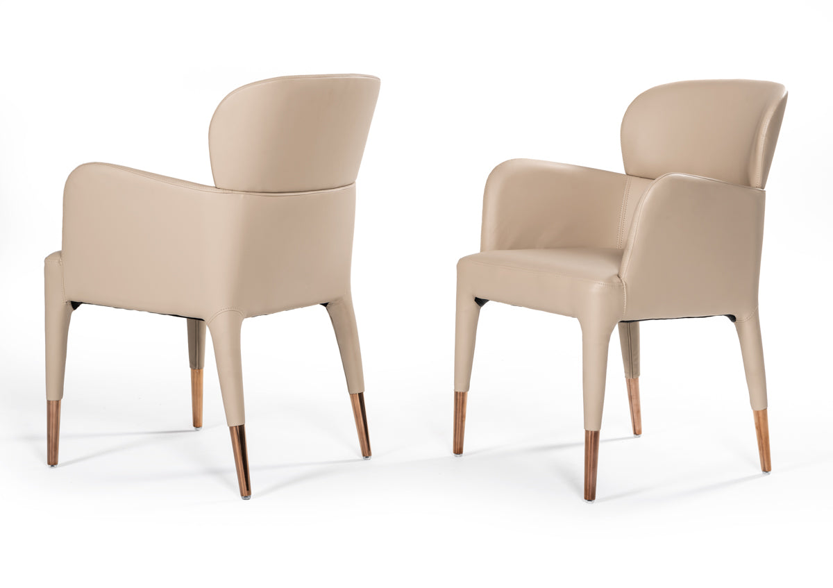 Modrest Ogden Modern Beige & Rosegold Dining Armchair-Dining Chair-VIG-Wall2Wall Furnishings