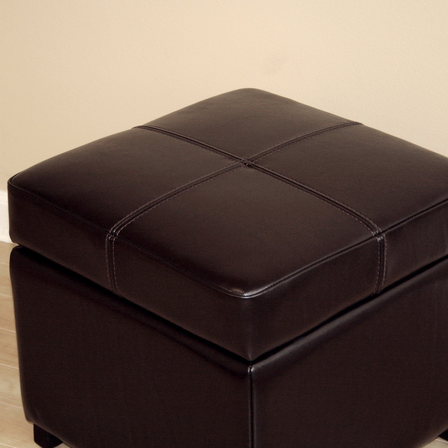 Baxton Studio Full Leather Storage Cube Ottoman-Ottoman-Baxton Studio - WI-Wall2Wall Furnishings