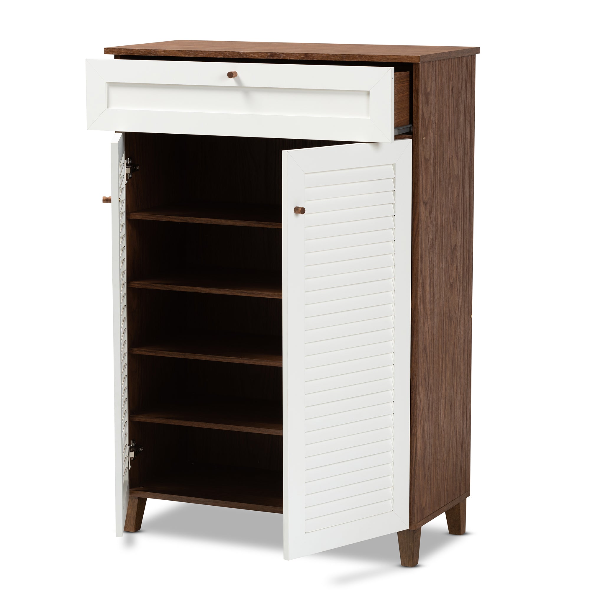 Coolidge Modern Shoe Cabinet 5-Shelf with Drawer-Shoe Cabinet-Baxton Studio - WI-Wall2Wall Furnishings