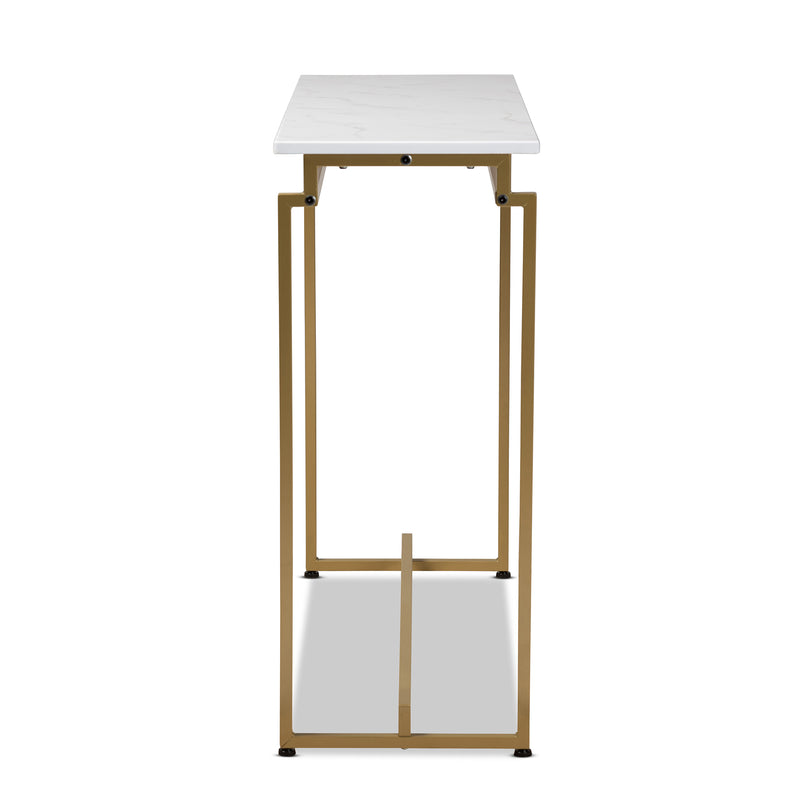 Renzo Contemporary Console Table with Faux Marble Tabletop-Console Table-Baxton Studio - WI-Wall2Wall Furnishings