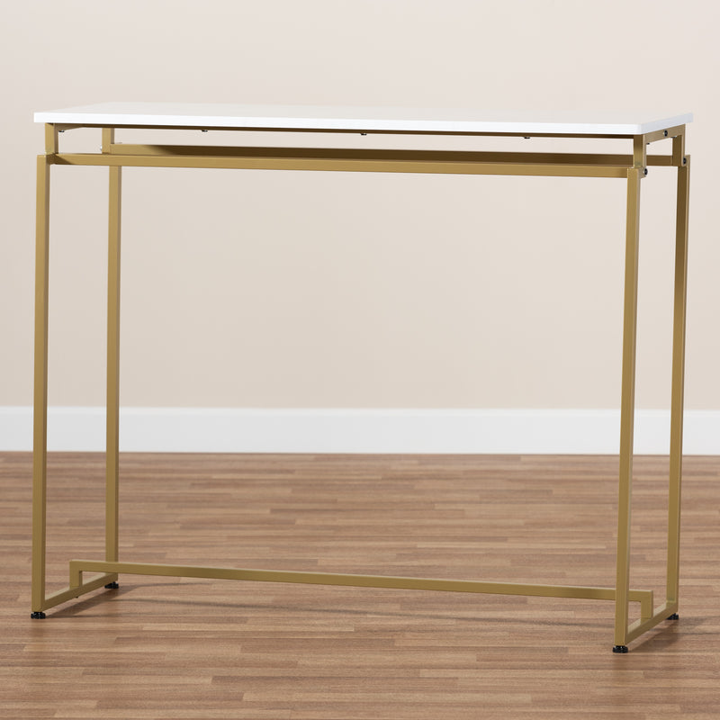 Renzo Contemporary Console Table with Faux Marble Tabletop-Console Table-Baxton Studio - WI-Wall2Wall Furnishings