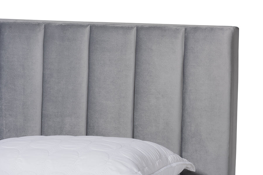 Clare Glam Bed with Channel Tufted Headboard-Bed-Baxton Studio - WI-Wall2Wall Furnishings