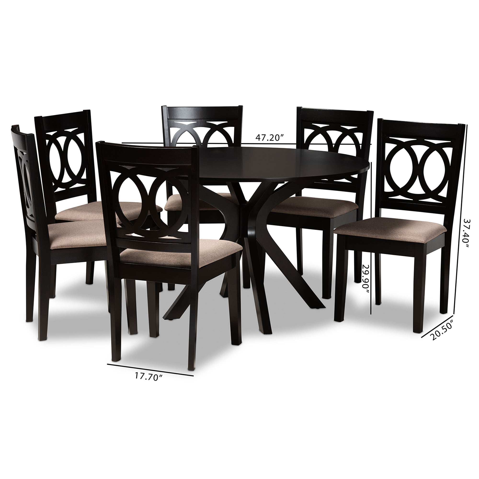 Sanne Modern Dining Table & Six (6) Dining Chairs 7-Piece-Dining Set-Baxton Studio - WI-Wall2Wall Furnishings