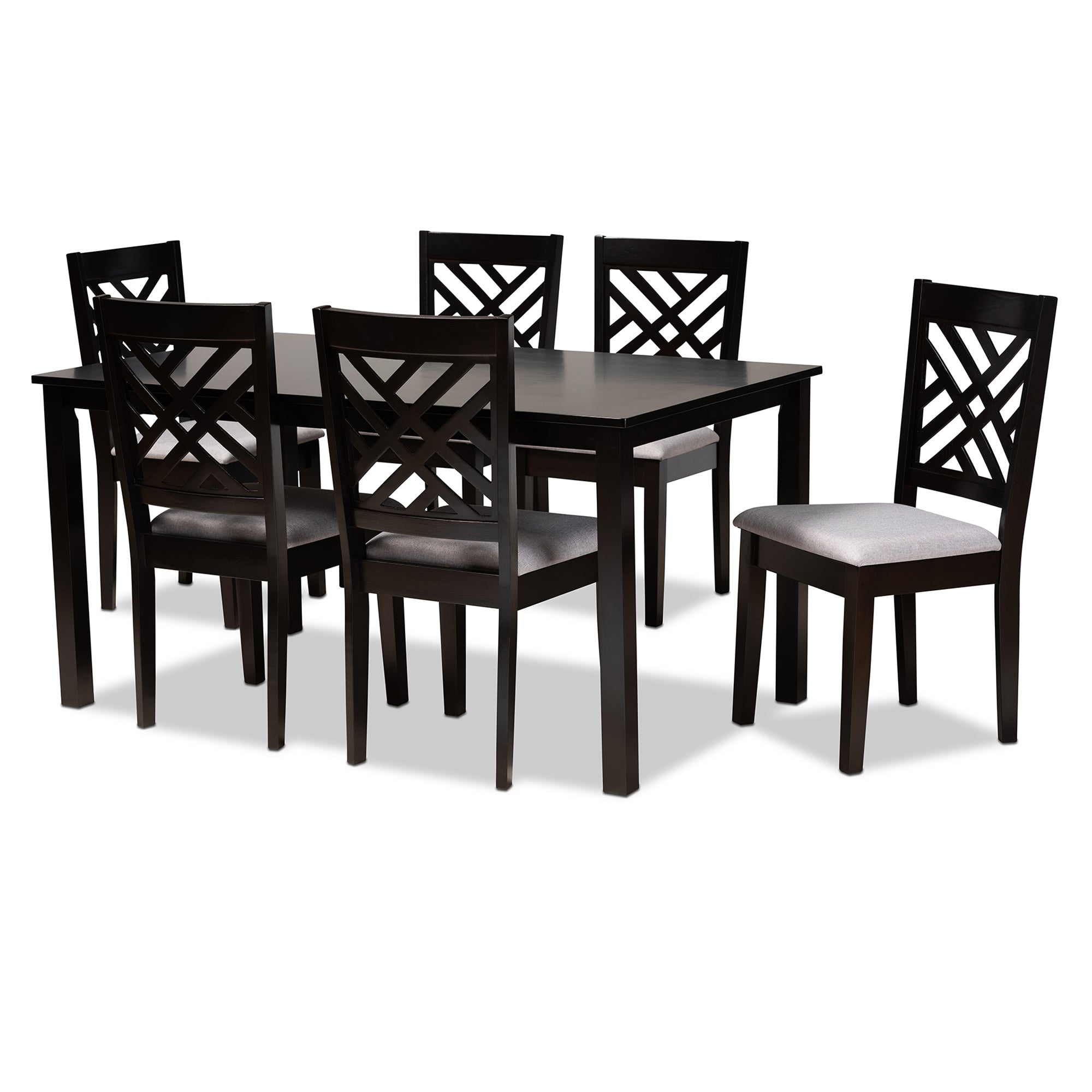 Caron Contemporary Dining Table & Six (6) Dining Chairs 7-Piece-Dining Set-Baxton Studio - WI-Wall2Wall Furnishings