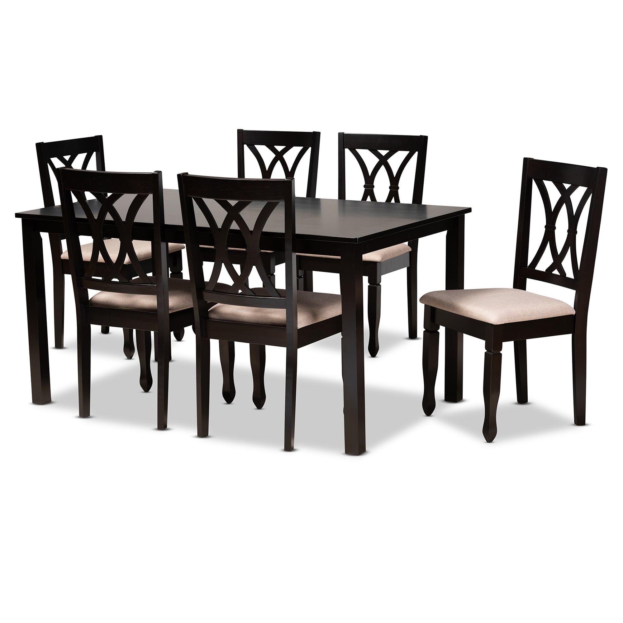Reneau Contemporary Dining Table & Six (6) Dining Chairs 7-Piece-Dining Set-Baxton Studio - WI-Wall2Wall Furnishings