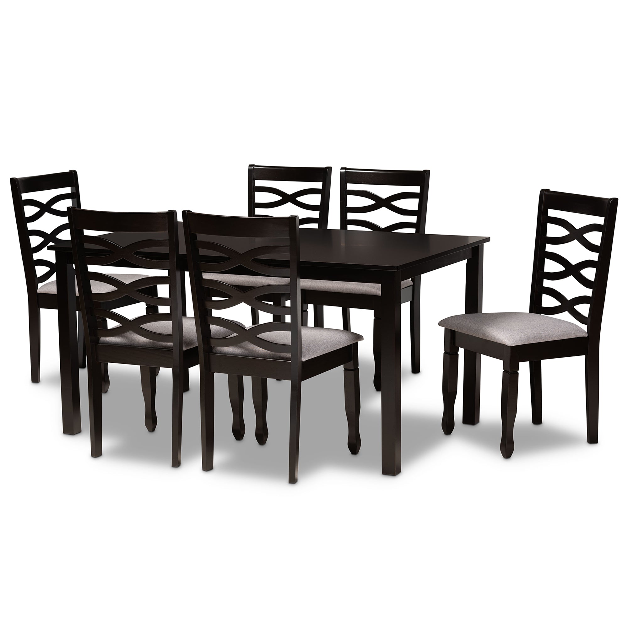Lanier Modern Dining Table & Six (6) Dining Chairs 7-Piece-Dining Set-Baxton Studio - WI-Wall2Wall Furnishings