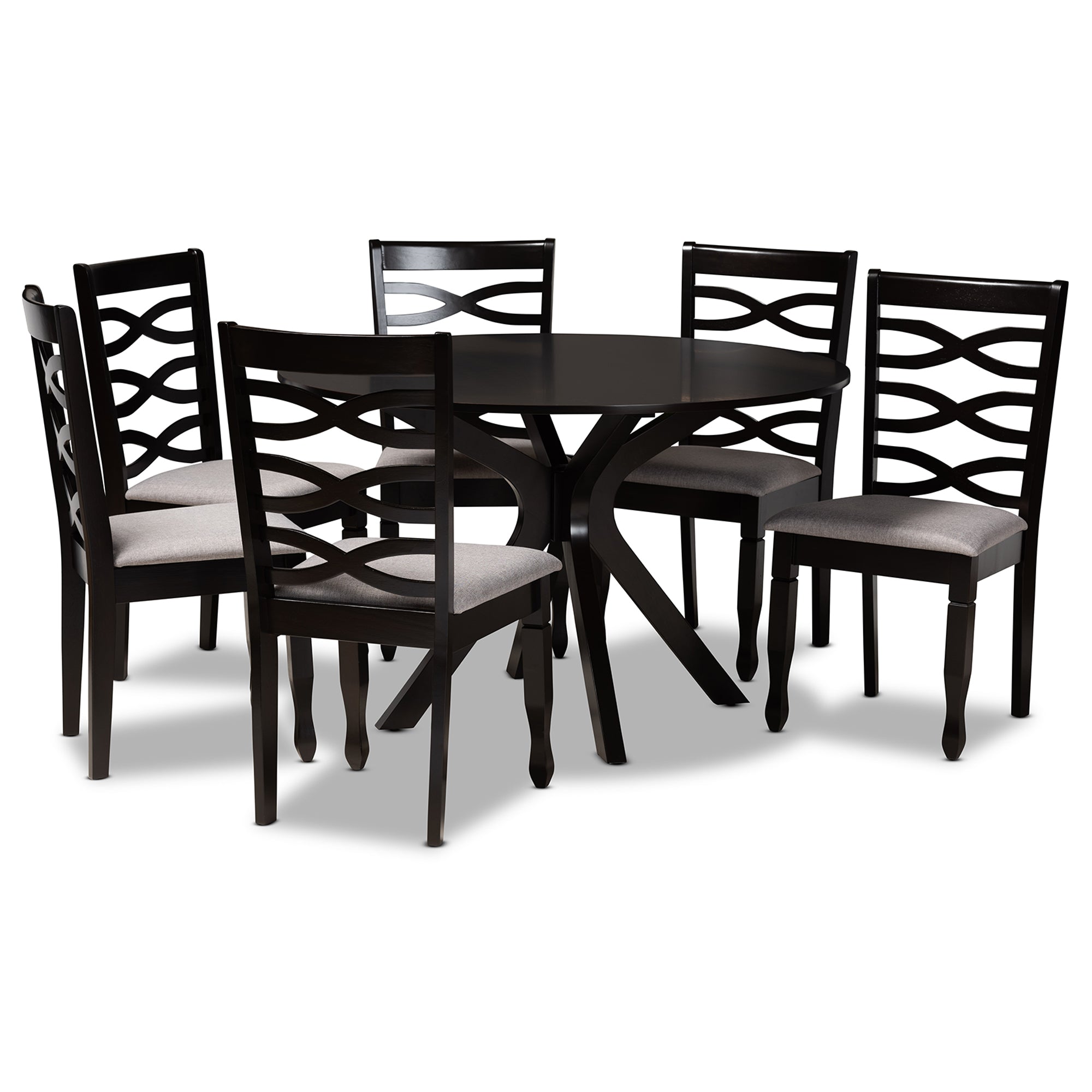 Mila Modern Dining Table & Six (6) Dining Chairs 7-Piece-Dining Set-Baxton Studio - WI-Wall2Wall Furnishings