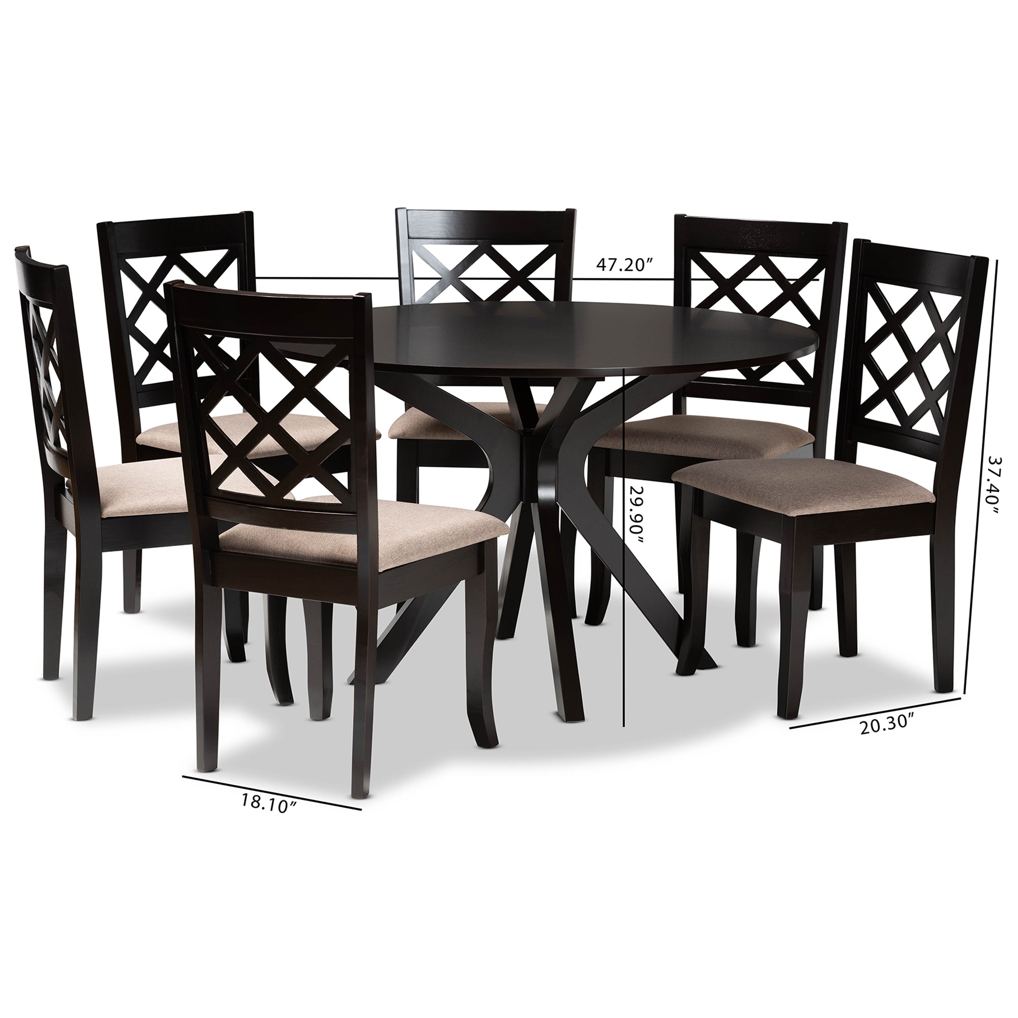 Jana Modern Table & Six (6) Dining Chairs 7-Piece-Dining Set-Baxton Studio - WI-Wall2Wall Furnishings