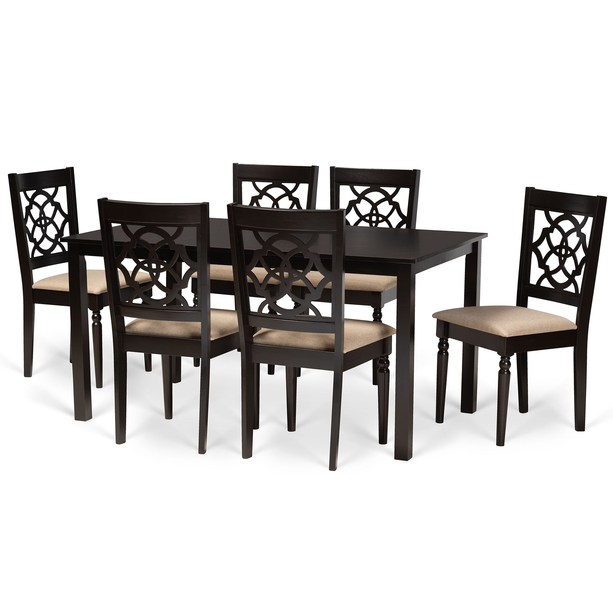 Renaud Modern Dining Table & Six (6) Dining Chairs 7-Piece-Dining Set-Baxton Studio - WI-Wall2Wall Furnishings