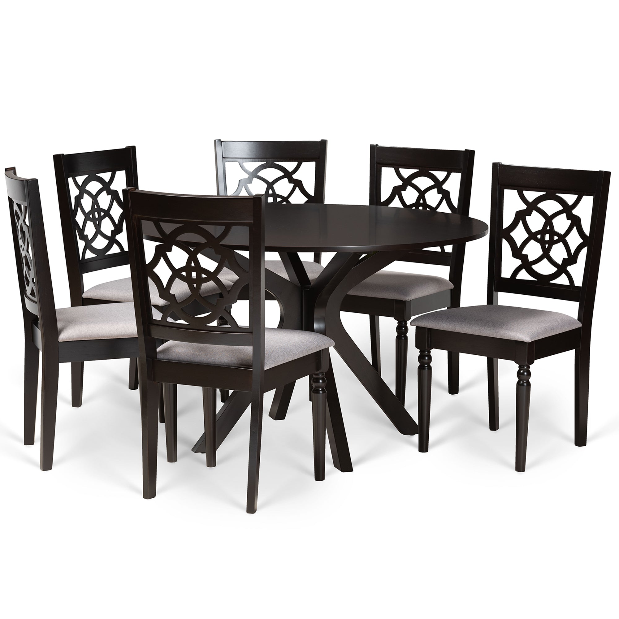 Sadie Modern Dining Table & Six (6) Dining Chairs 7-Piece-Dining Set-Baxton Studio - WI-Wall2Wall Furnishings