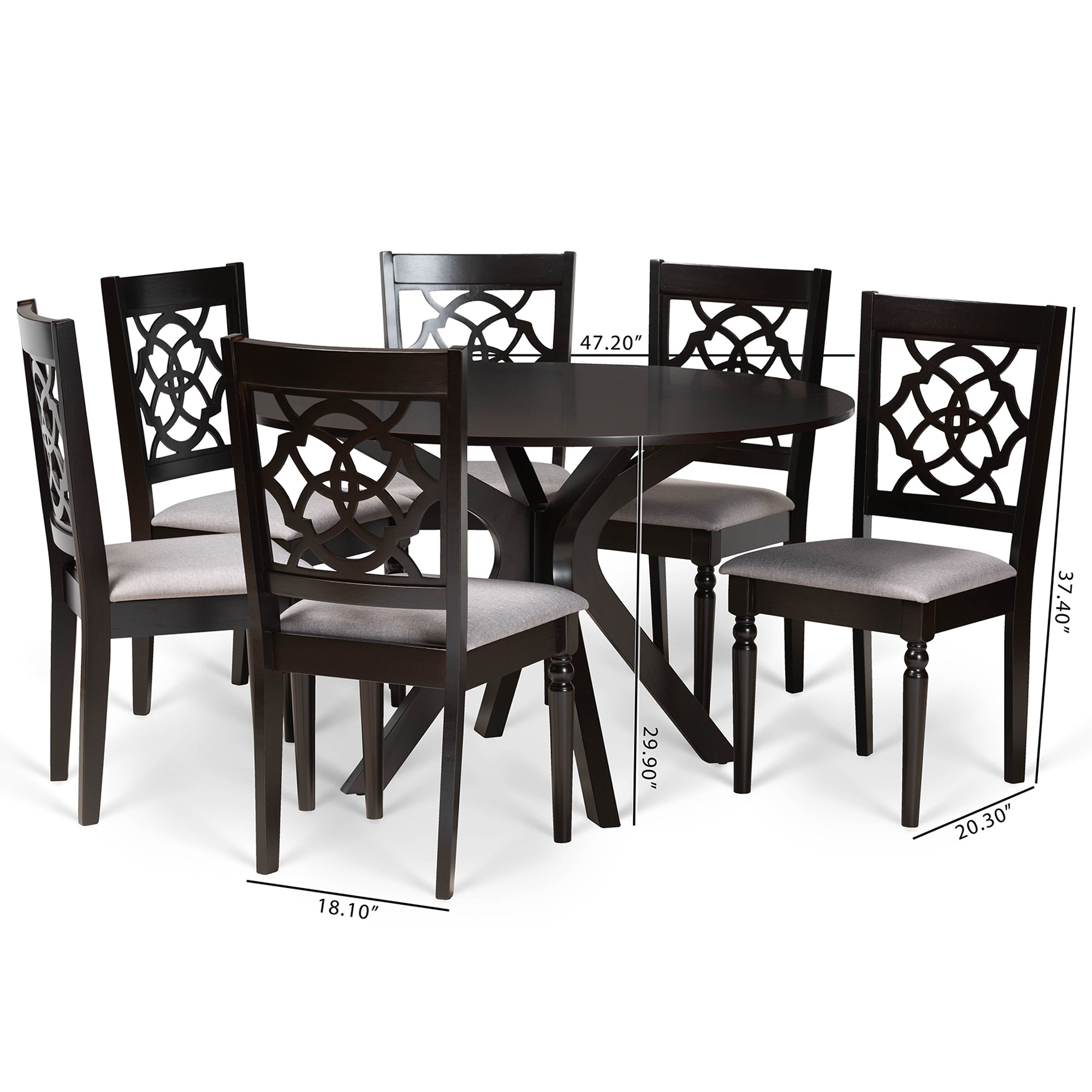 Sadie Modern Dining Table & Six (6) Dining Chairs 7-Piece-Dining Set-Baxton Studio - WI-Wall2Wall Furnishings