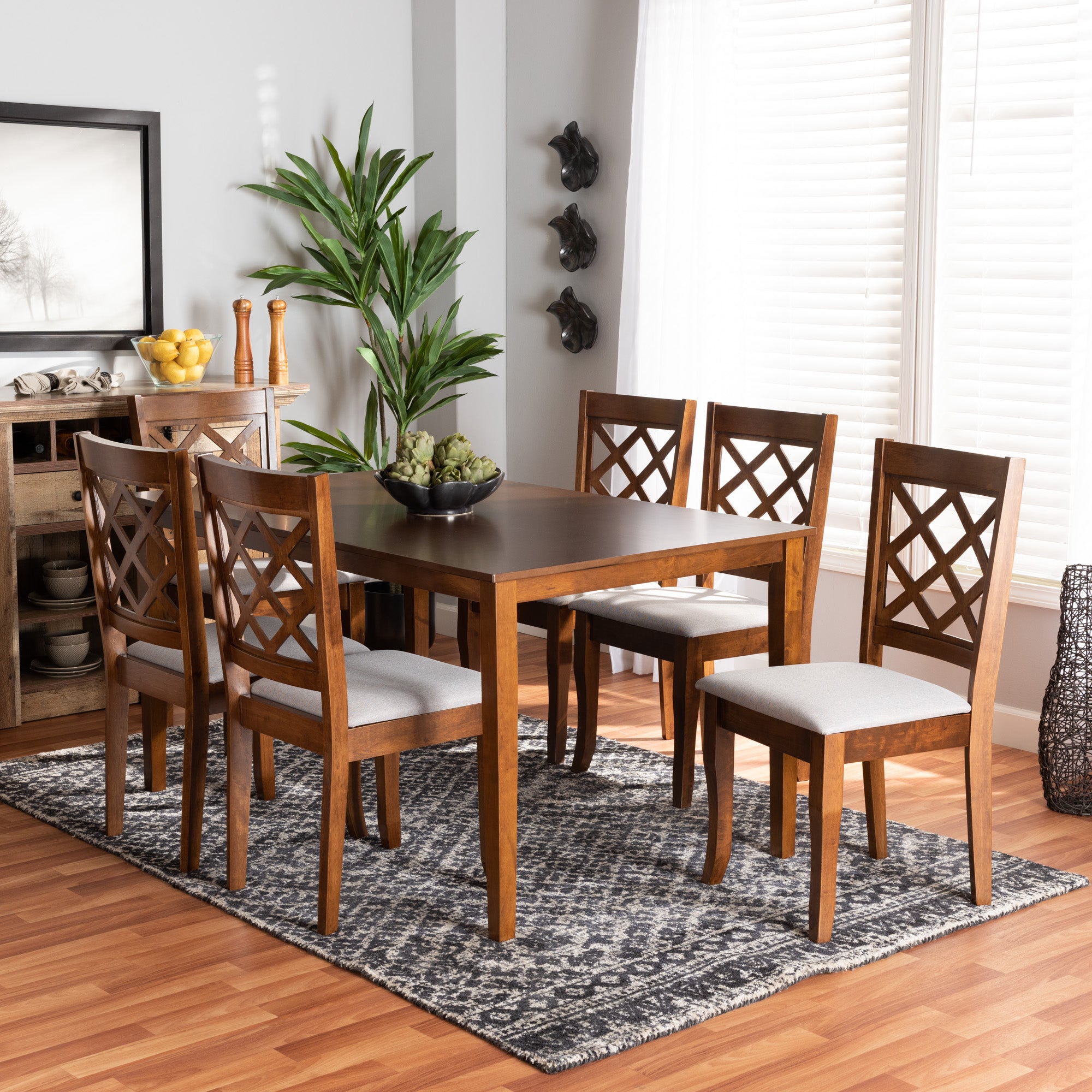 Verner Modern Dining Table & Six (6) Dining Chairs 7-Piece-Dining Set-Baxton Studio - WI-Wall2Wall Furnishings