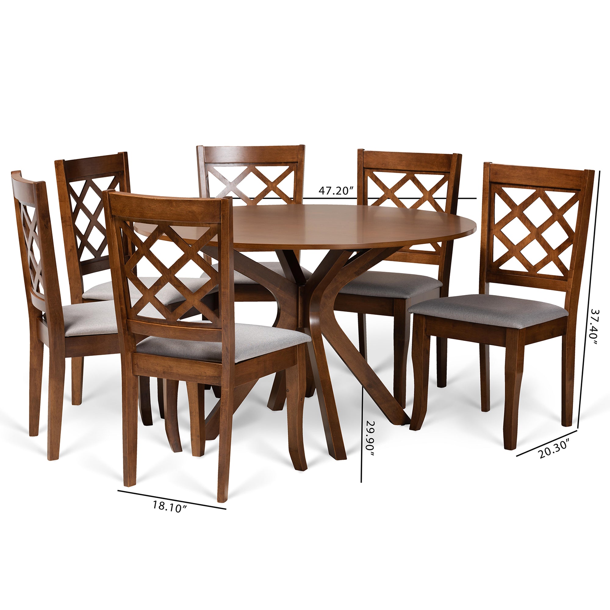 Jana Modern Dining Table & Six (6) Dining Chairs 7-Piece-Dining Set-Baxton Studio - WI-Wall2Wall Furnishings