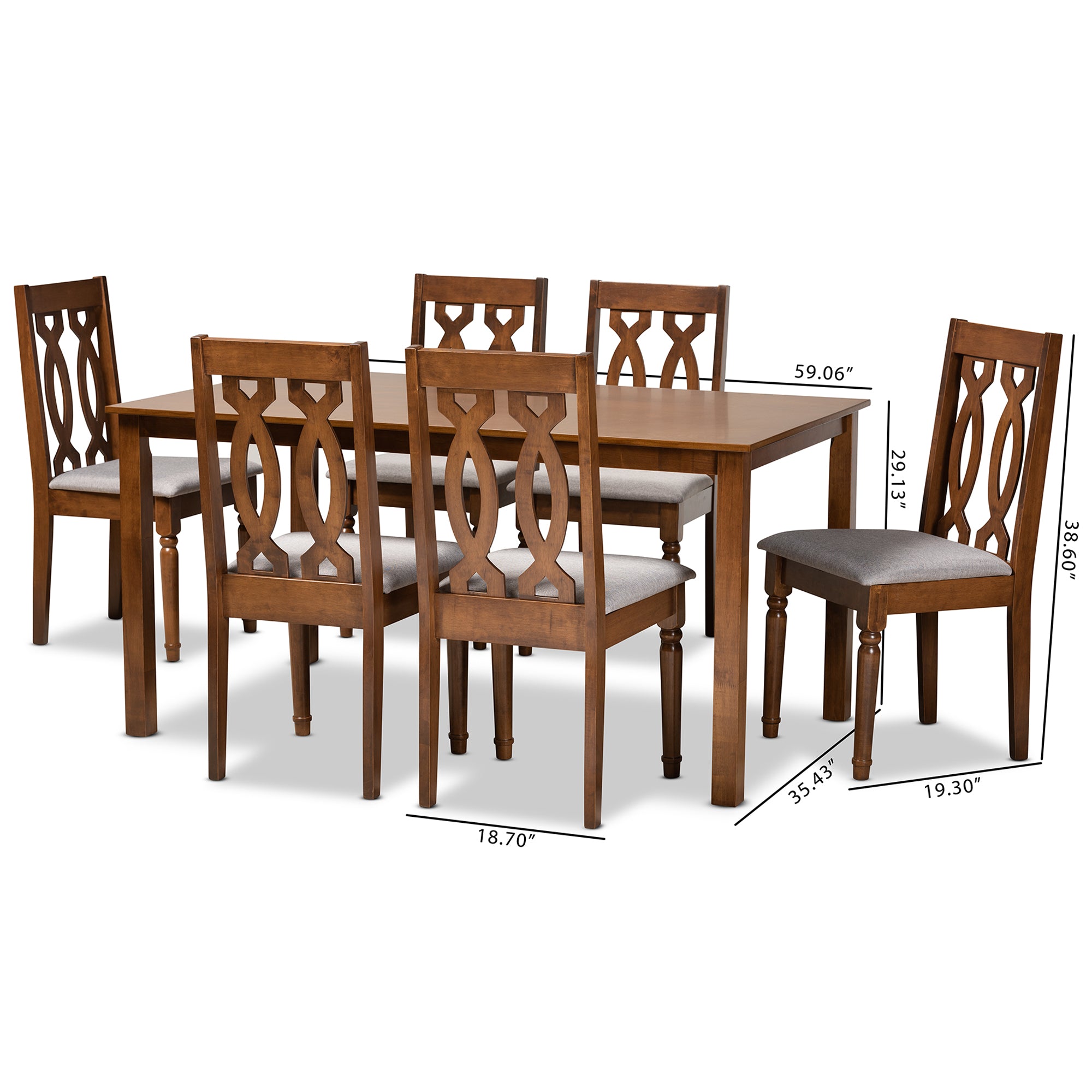 Cherese Modern Table & Six (6) Dining Chairs 7-Piece-Dining Set-Baxton Studio - WI-Wall2Wall Furnishings