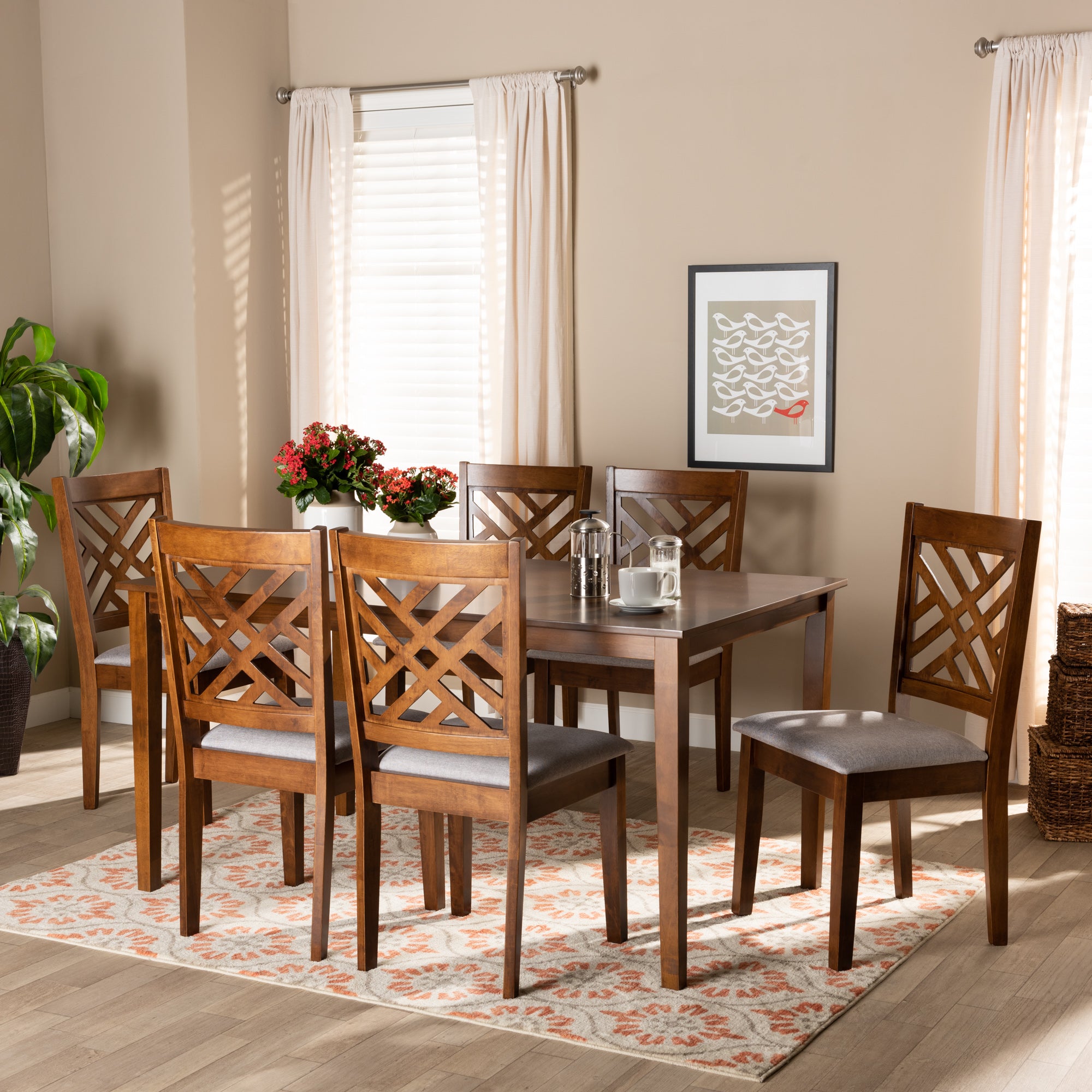 Caron Modern Table & Six (6) Dining Chairs 7-Piece-Dining Set-Baxton Studio - WI-Wall2Wall Furnishings