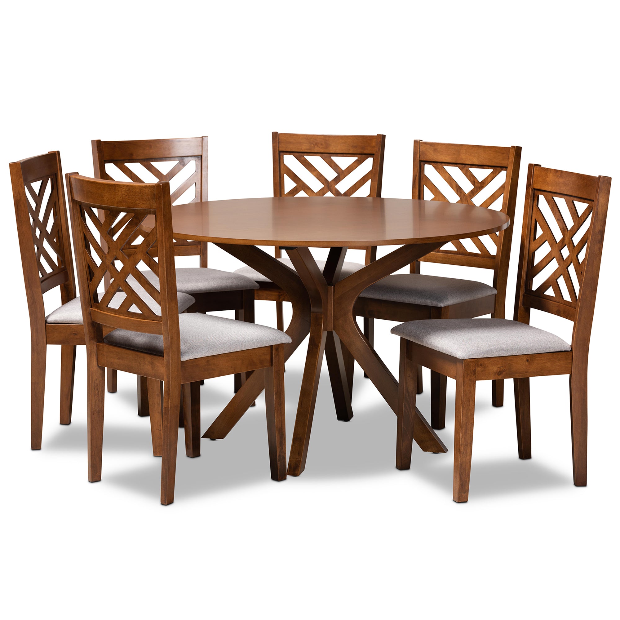 Norah Modern Table & Six (6) Dining Chairs 7-Piece-Dining Set-Baxton Studio - WI-Wall2Wall Furnishings