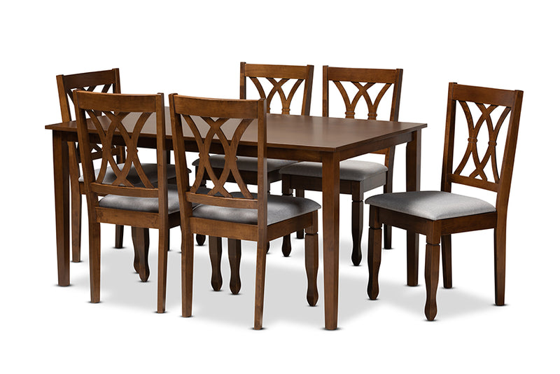 Augustine Modern Dining Table & Six (6) Dining Chairs 7-Piece-Dining Set-Baxton Studio - WI-Wall2Wall Furnishings