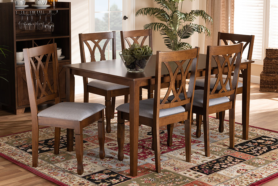 Augustine Modern Dining Table & Six (6) Dining Chairs 7-Piece-Dining Set-Baxton Studio - WI-Wall2Wall Furnishings
