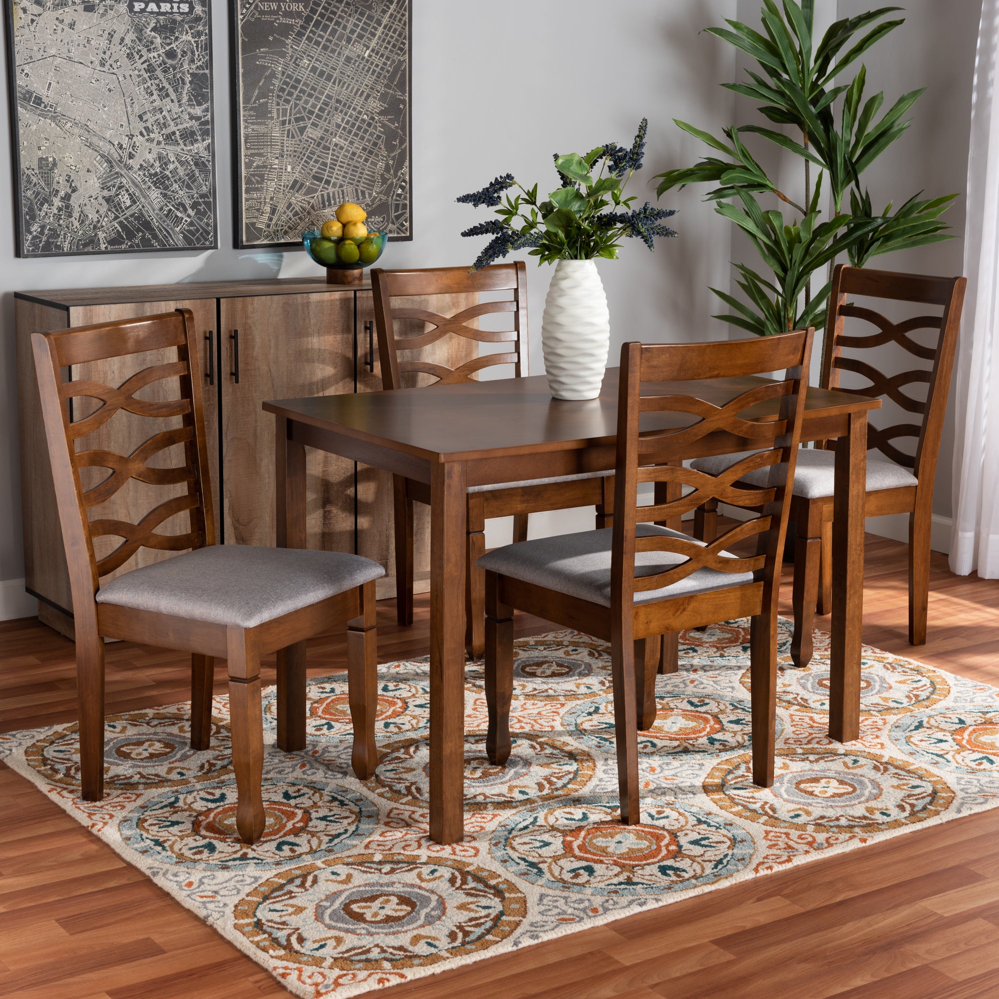 Lanier Modern Table & Dining Chairs 5-Piece-Dining Set-Baxton Studio - WI-Wall2Wall Furnishings