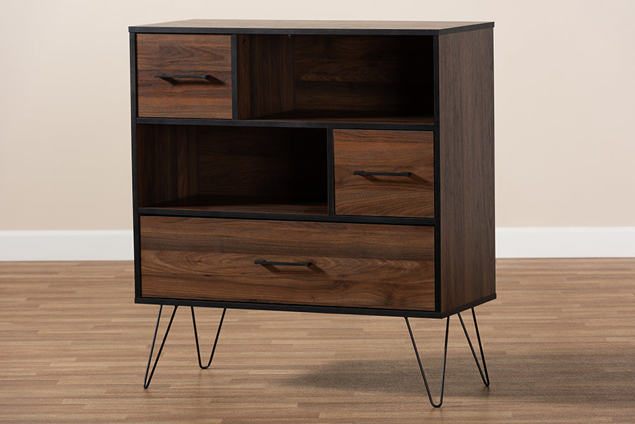 Charis Modern Bookcase Two-Tone 1-Drawer-Bookcase-Baxton Studio - WI-Wall2Wall Furnishings