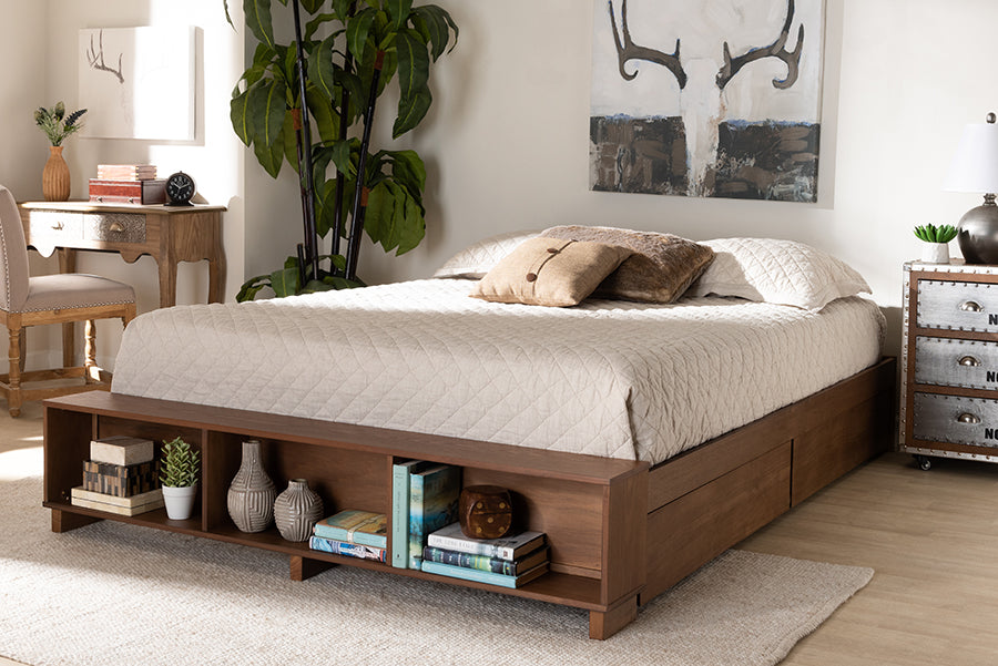 Arthur Rustic Bed Built-In with Built-In Shelves-Bed-Baxton Studio - WI-Wall2Wall Furnishings