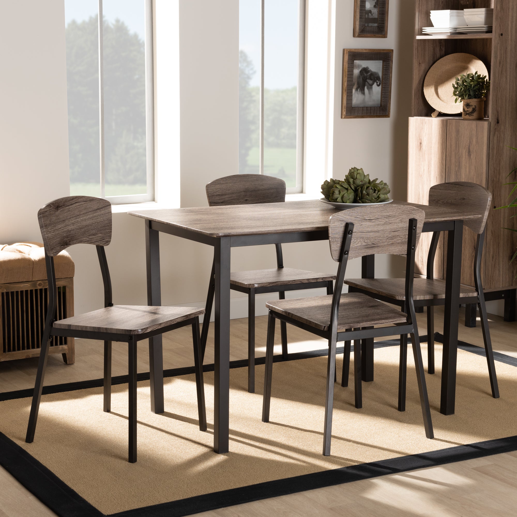 Marcus Modern Table & Dining Chairs 5-Piece-Dining Set-Baxton Studio - WI-Wall2Wall Furnishings