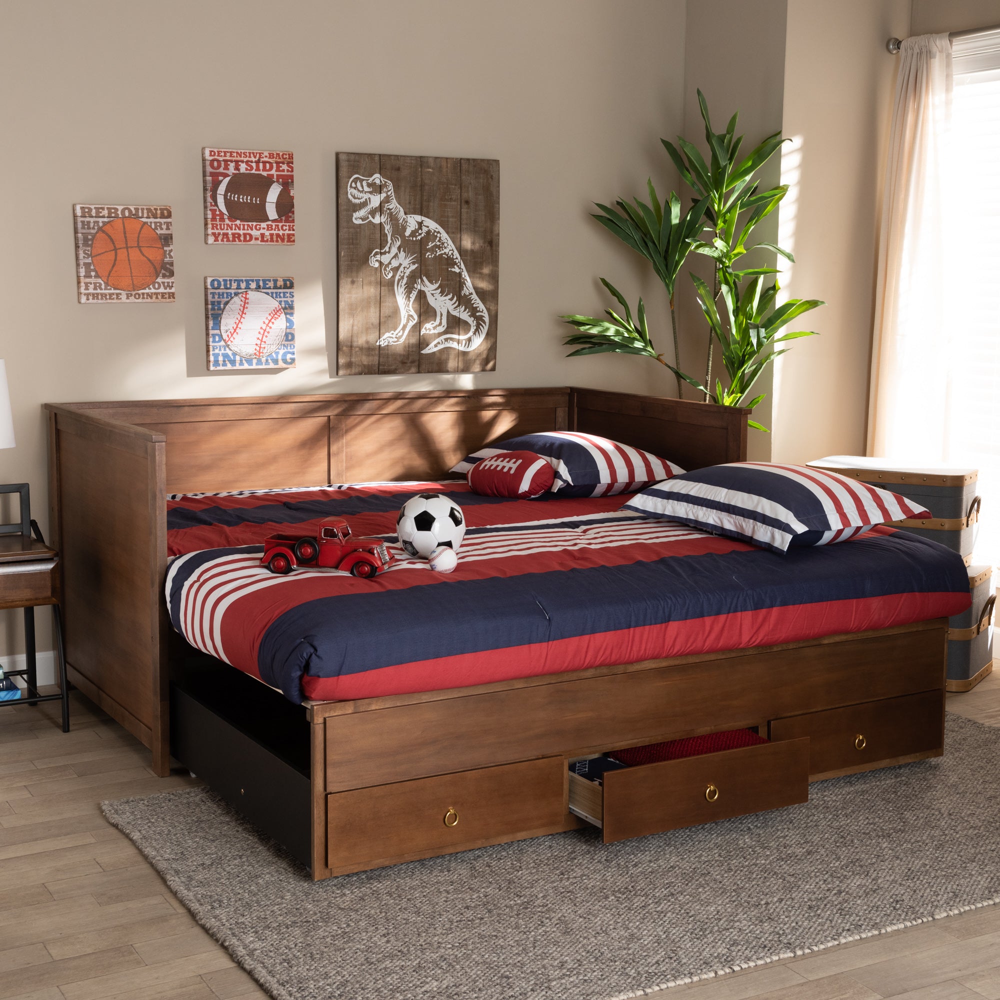 Thomas Traditional Expandable Daybed with Storage Drawers-Expandable Daybed-Baxton Studio - WI-Wall2Wall Furnishings