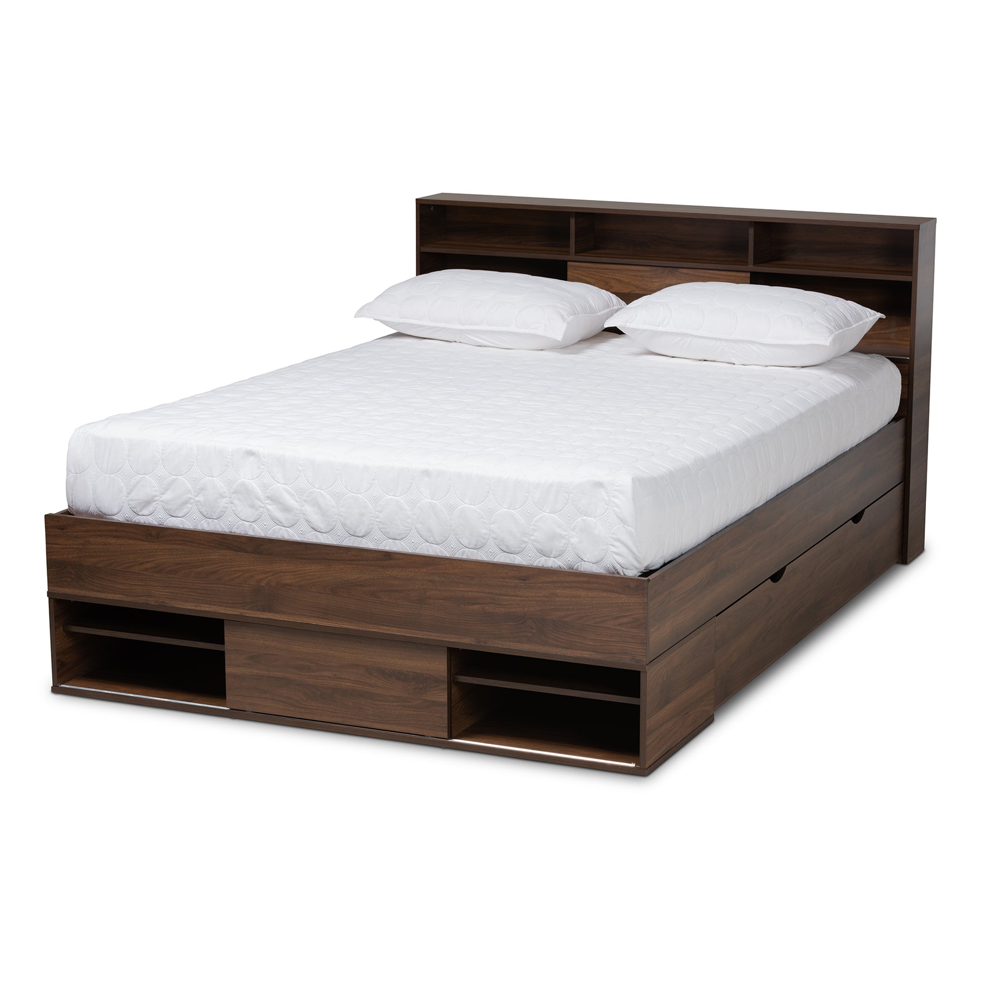 Tristan Modern Bed 1-Drawer with Shelves-Bed-Baxton Studio - WI-Wall2Wall Furnishings