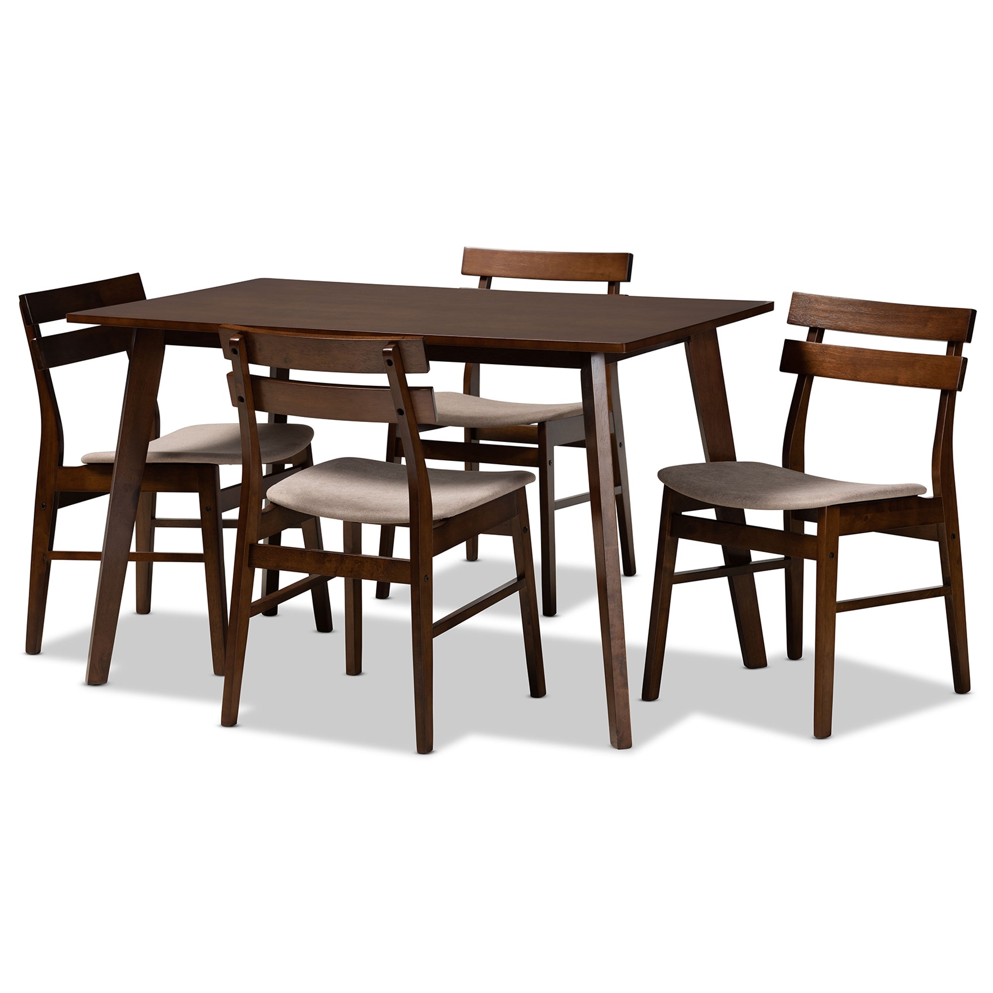Eleri Mid-Century Dining Table & Dining Chairs-Dining Set-Baxton Studio - WI-Wall2Wall Furnishings