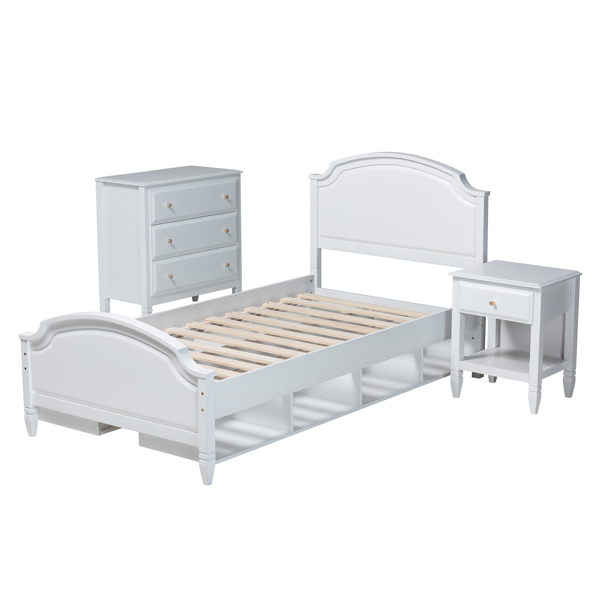 Elise Classic Bed & Nightstand & Chest 3-Piece-Bedroom Set-Baxton Studio - WI-Wall2Wall Furnishings