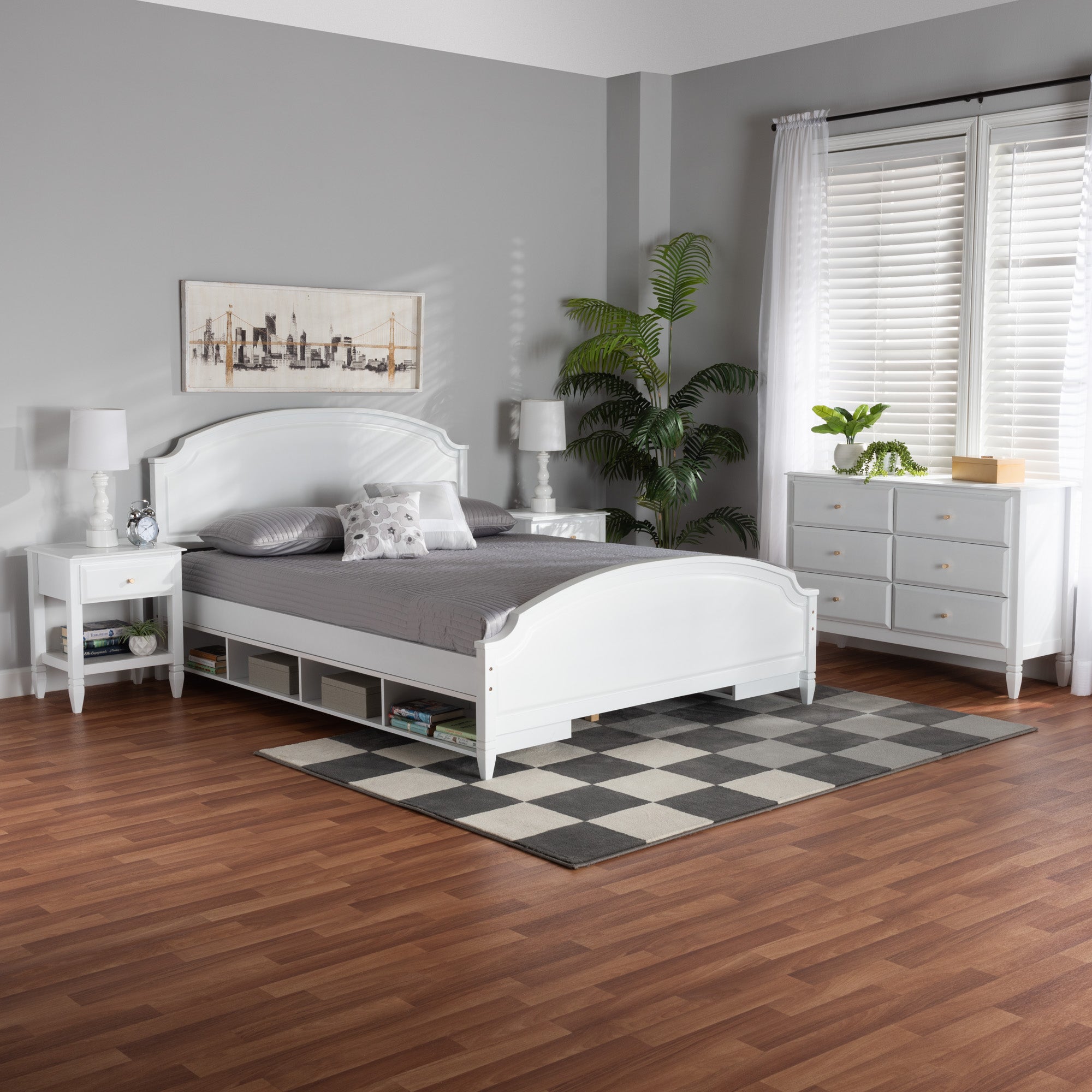 Elise Classic Bed & Nightstands & Dresser 4-Piece-Bedroom Set-Baxton Studio - WI-Wall2Wall Furnishings
