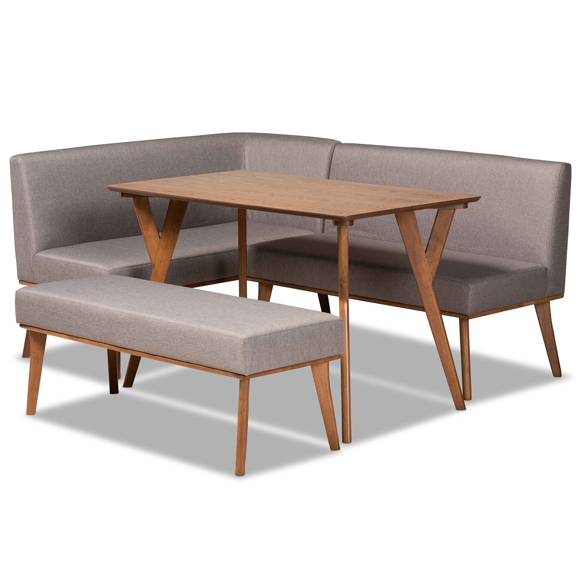 Odessa Mid-Century Table & Dining Bench & Dining Sofa Bench-Dining Set-Baxton Studio - WI-Wall2Wall Furnishings