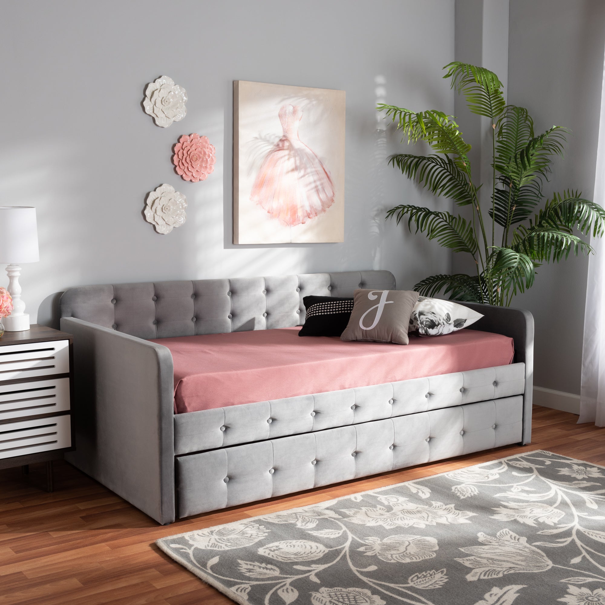 Jona Transitional Daybed with Trundle-Daybed & Trundle-Baxton Studio - WI-Wall2Wall Furnishings