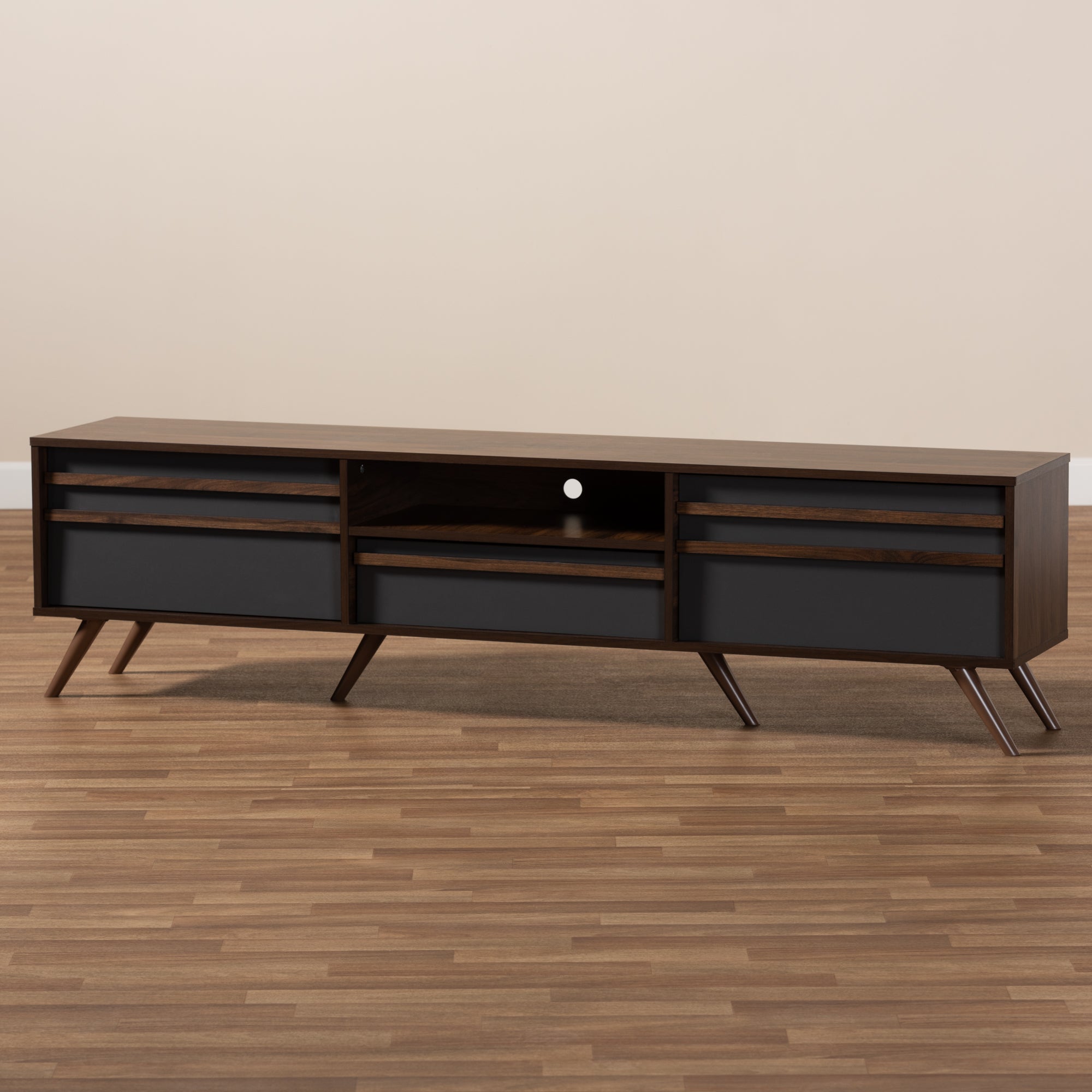 Naoki Modern TV Stand Two-Tone with Drop-Down Compartments-TV Stand-Baxton Studio - WI-Wall2Wall Furnishings
