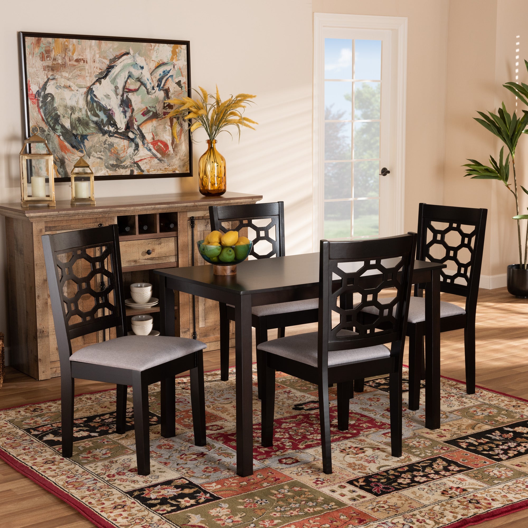 Henry Modern Table & Dining Chairs 5-Piece-Dining Set-Baxton Studio - WI-Wall2Wall Furnishings