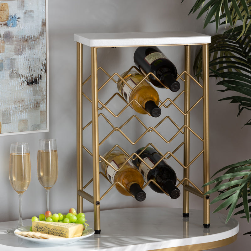 Ramona Modern Wine Cabinet With Faux Marble Tabletop-Wine Cabinet-Baxton Studio - WI-Wall2Wall Furnishings
