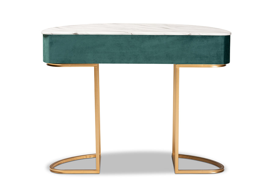 Beale Glamour Console Table 1-Drawer with Faux Marble Tabletop-Console Table-Baxton Studio - WI-Wall2Wall Furnishings