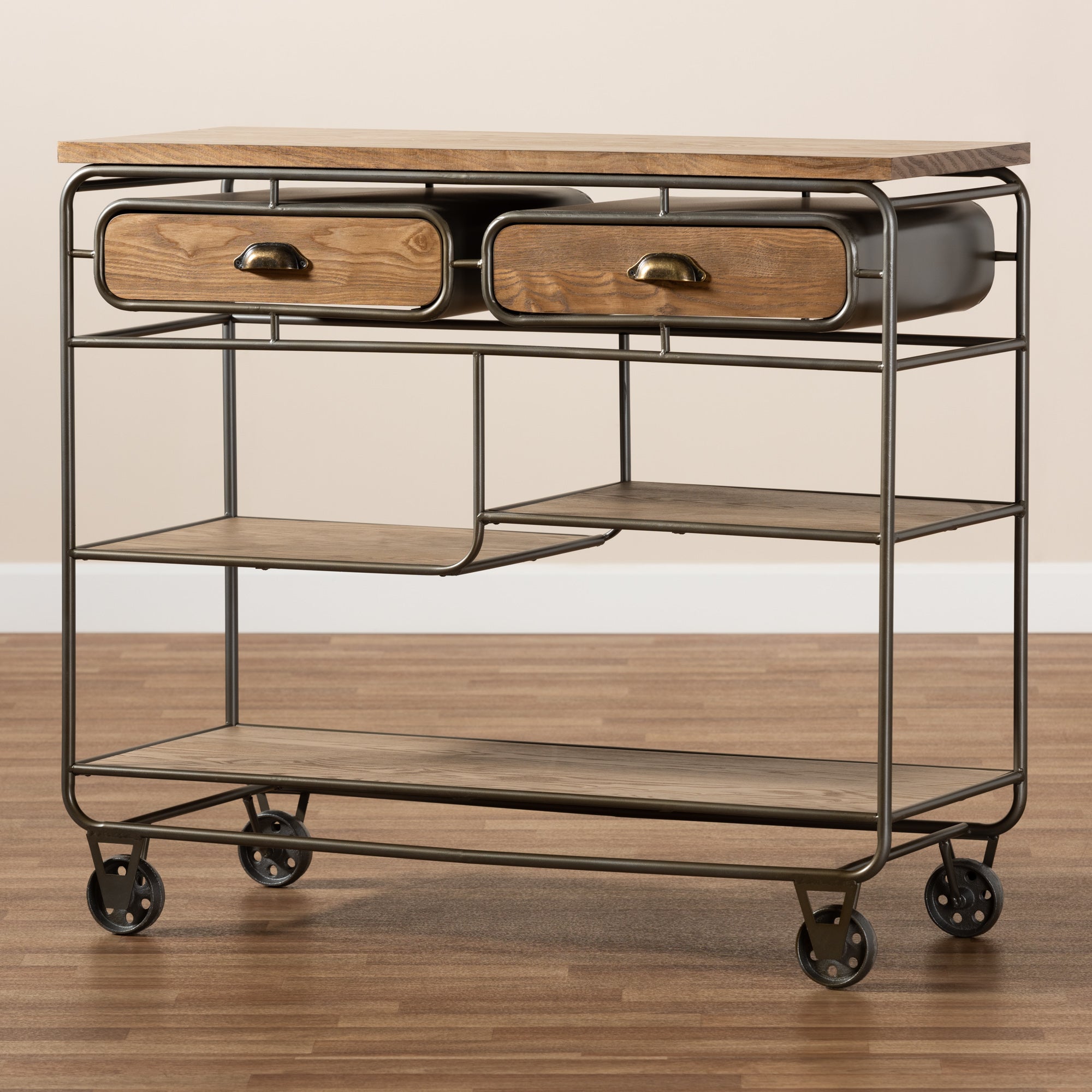 Grant Vintage Cart 2-Drawer-Bar Cart-Baxton Studio - WI-Wall2Wall Furnishings