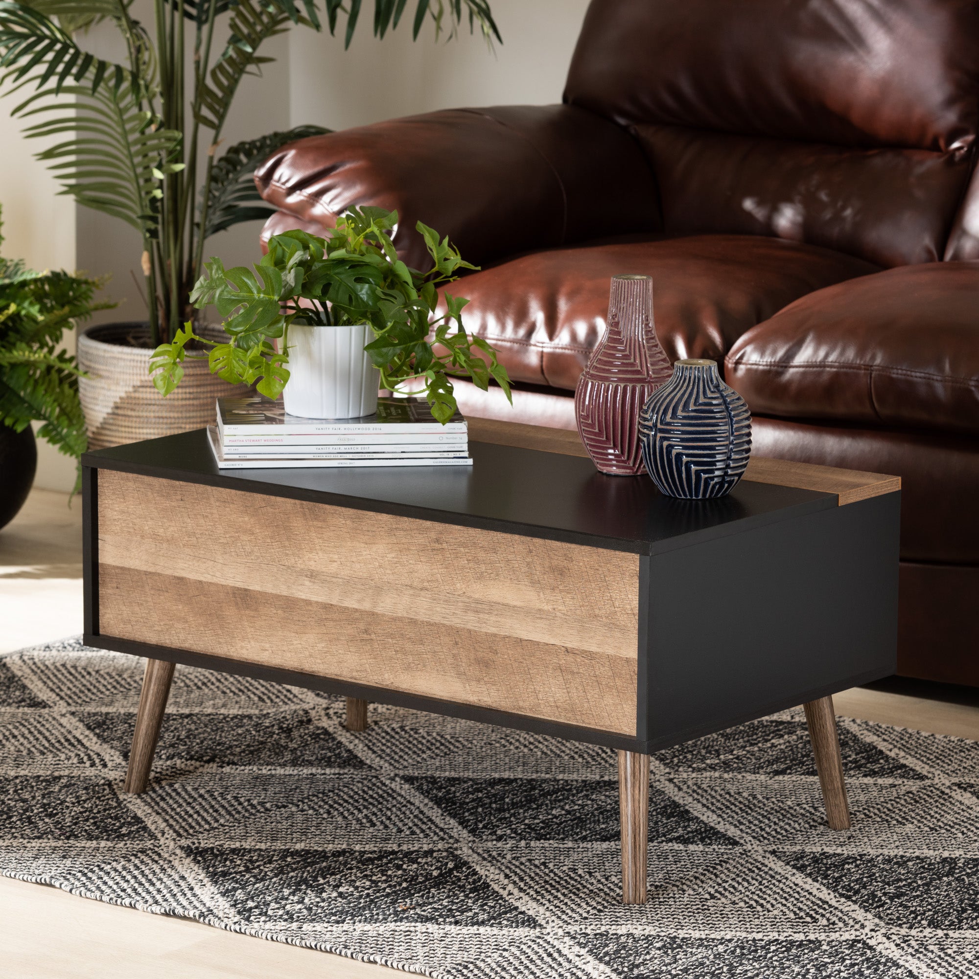 Jensen Modern Coffee Table Two-Tone with Storage Compartment-Coffee Table-Baxton Studio - WI-Wall2Wall Furnishings