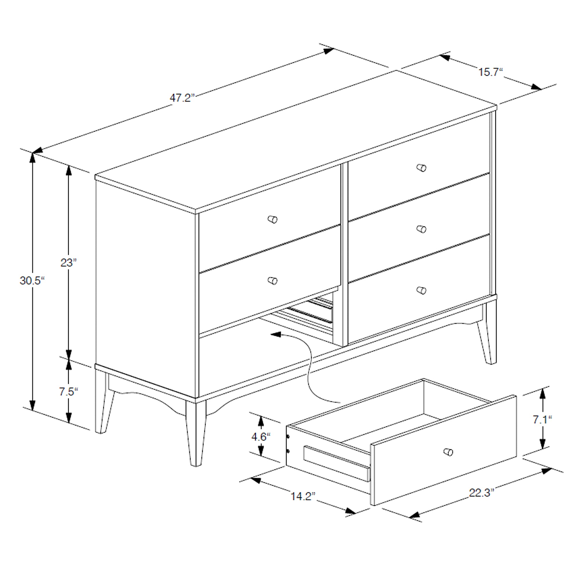 Landis Mid-Century Dresser-Dresser-Baxton Studio - WI-Wall2Wall Furnishings