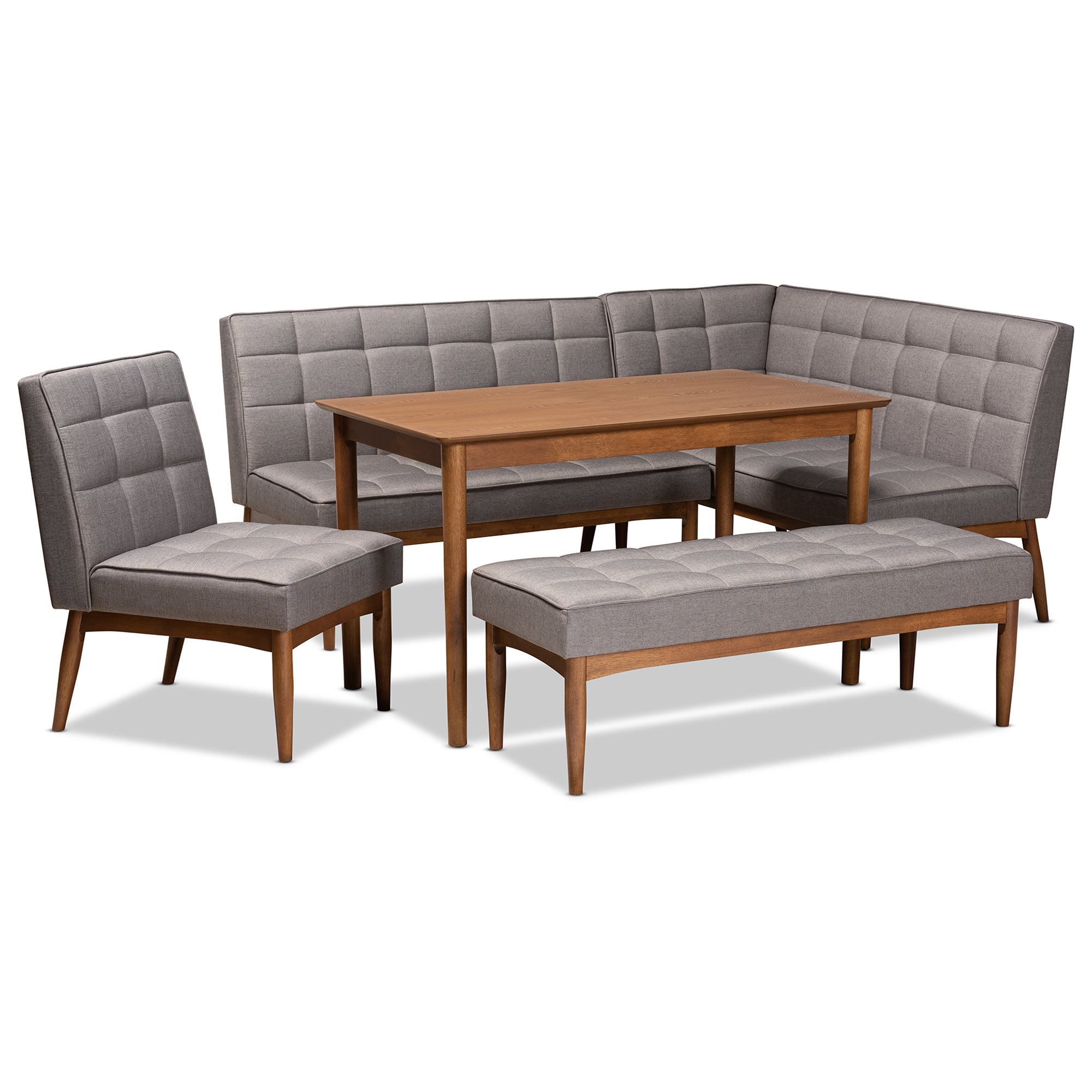 Sanford Mid-Century Table & Dining Bench & Dining Sofa Bench & Chair-Dining Set-Baxton Studio - WI-Wall2Wall Furnishings