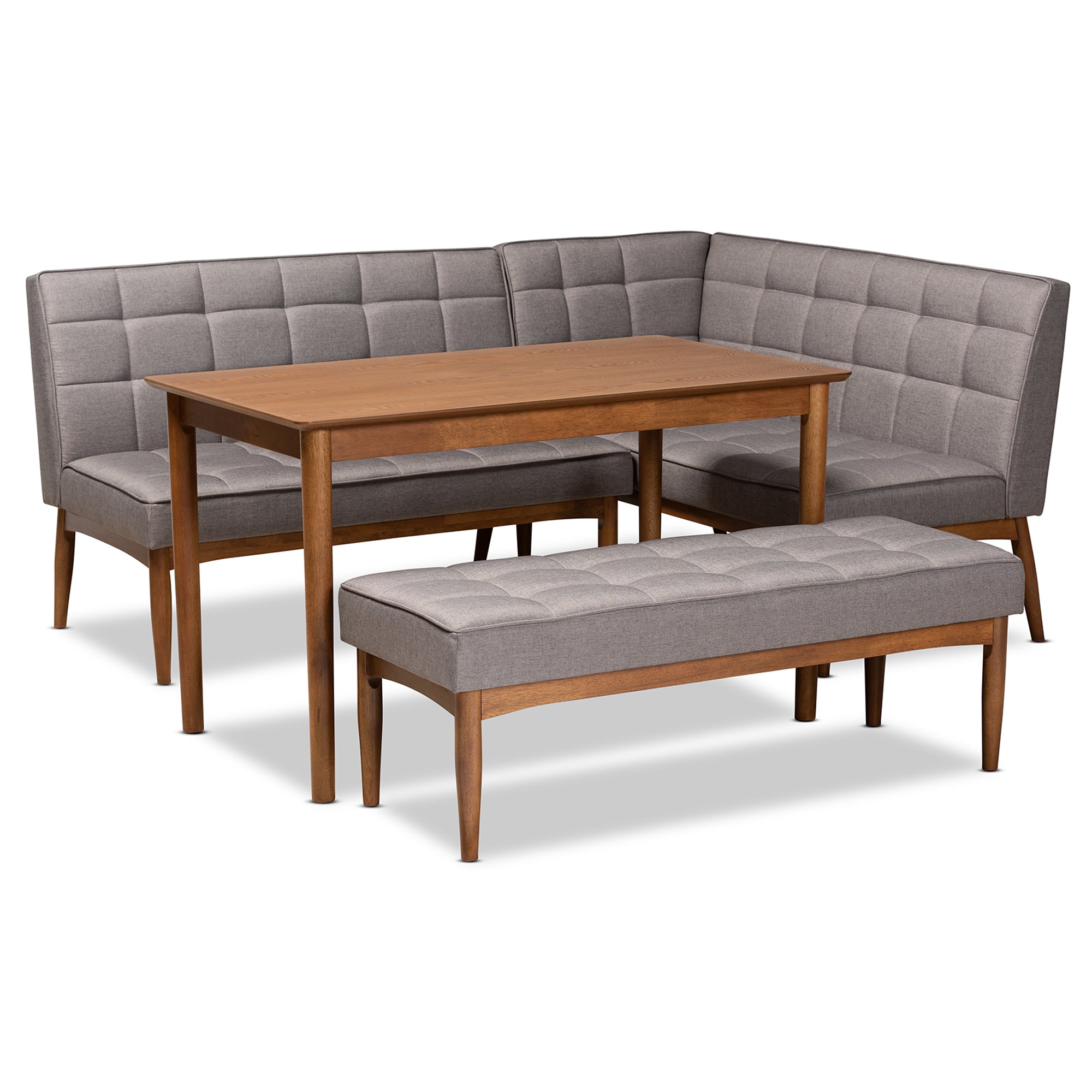 Sanford Mid-Century Table & Dining Bench & Dining Sofa Bench-Dining Set-Baxton Studio - WI-Wall2Wall Furnishings