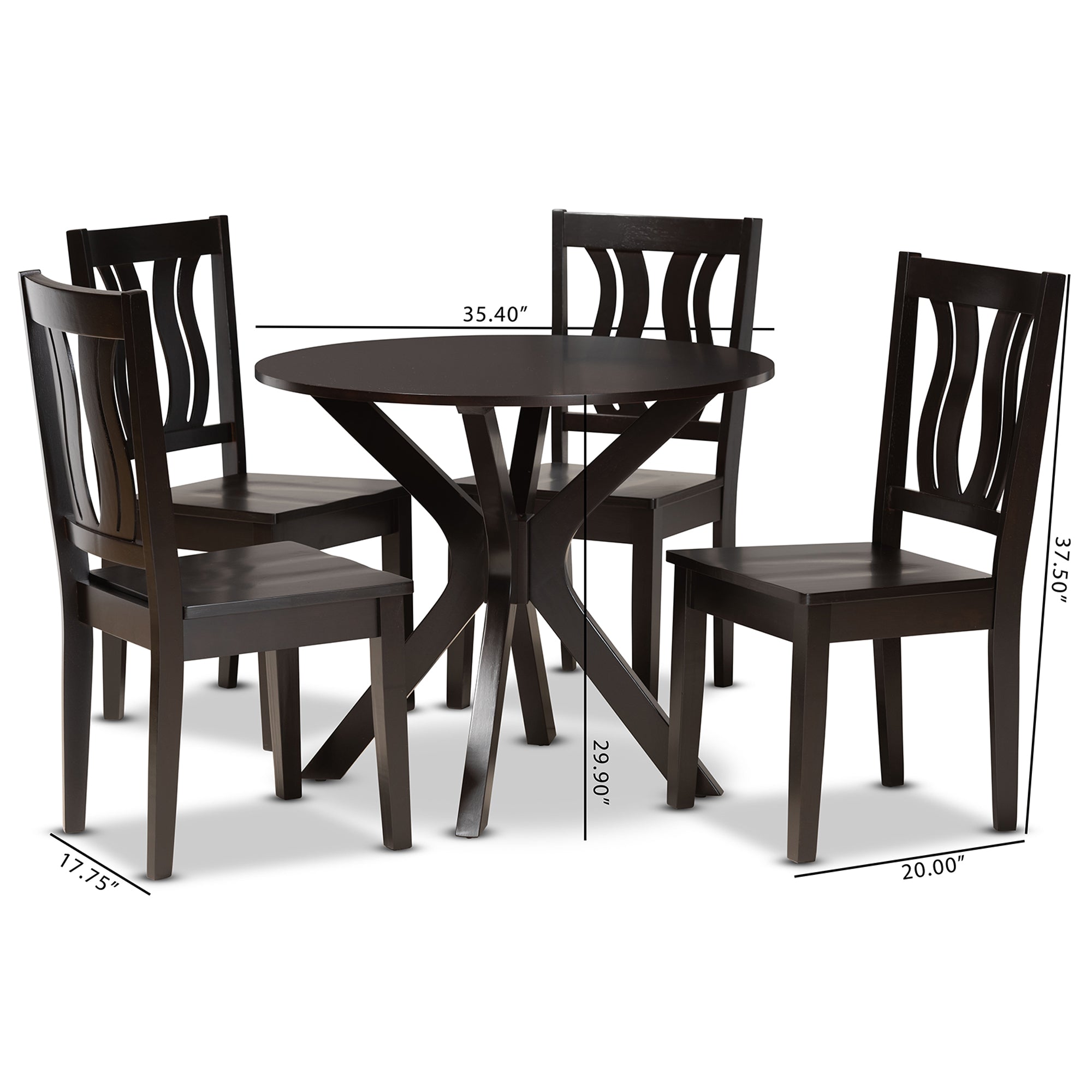 Mare Modern Table & Dining Chairs 5-Piece-Dining Set-Baxton Studio - WI-Wall2Wall Furnishings