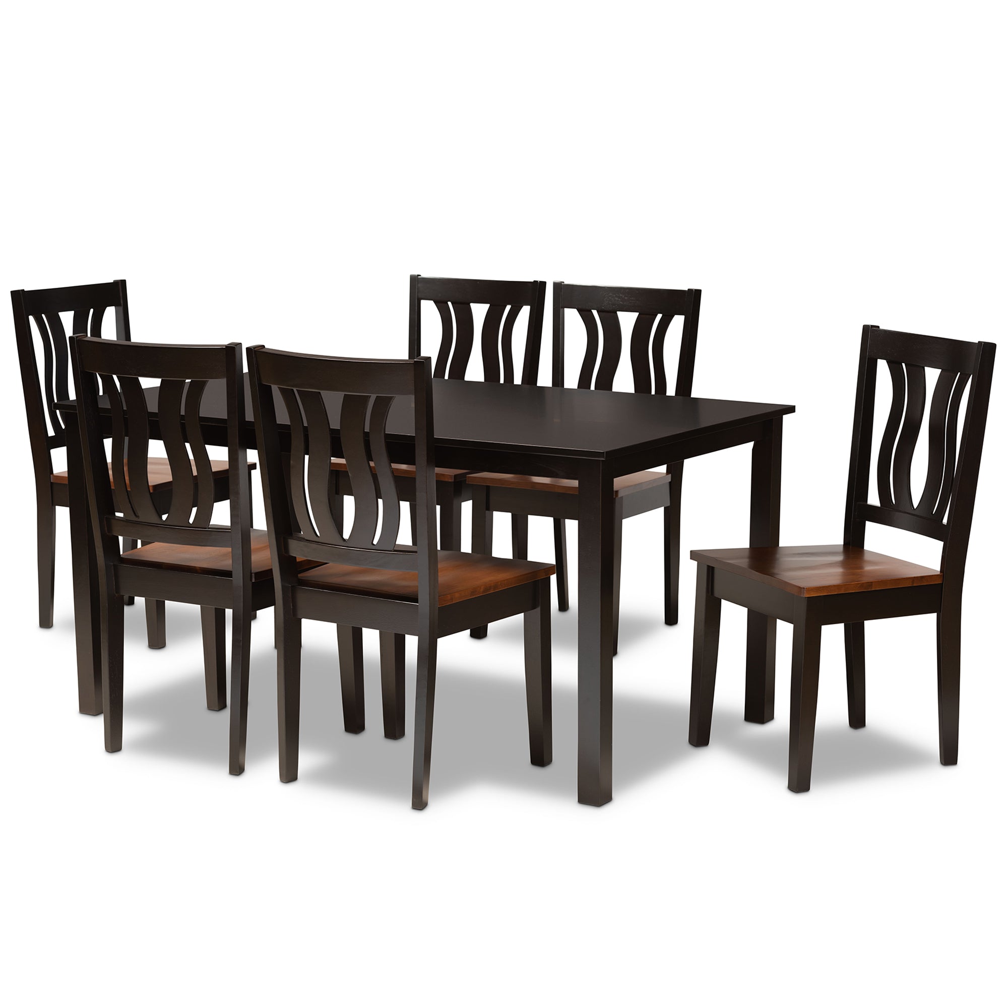 Zamira Modern Table & Six (6) Dining Chairs Two-Tone 7-Piece-Dining Set-Baxton Studio - WI-Wall2Wall Furnishings