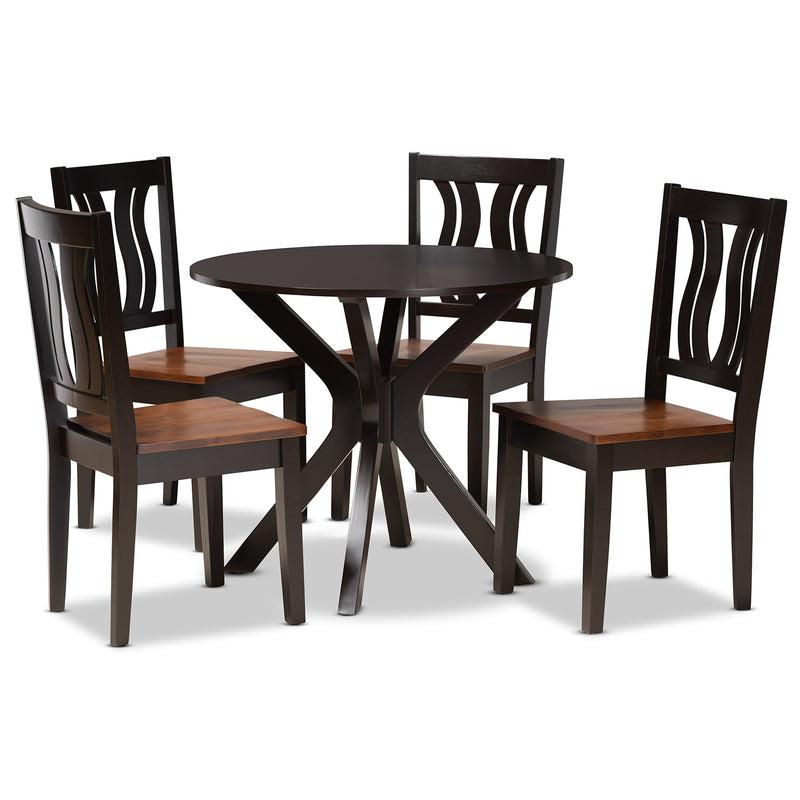 Mare Modern Table & Dining Chairs Two-Tone 5-Piece-Dining Set-Baxton Studio - WI-Wall2Wall Furnishings