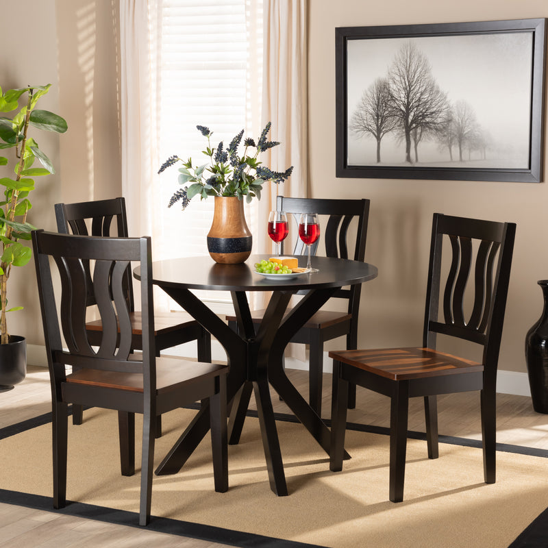 Mare Modern Table & Dining Chairs Two-Tone 5-Piece-Dining Set-Baxton Studio - WI-Wall2Wall Furnishings
