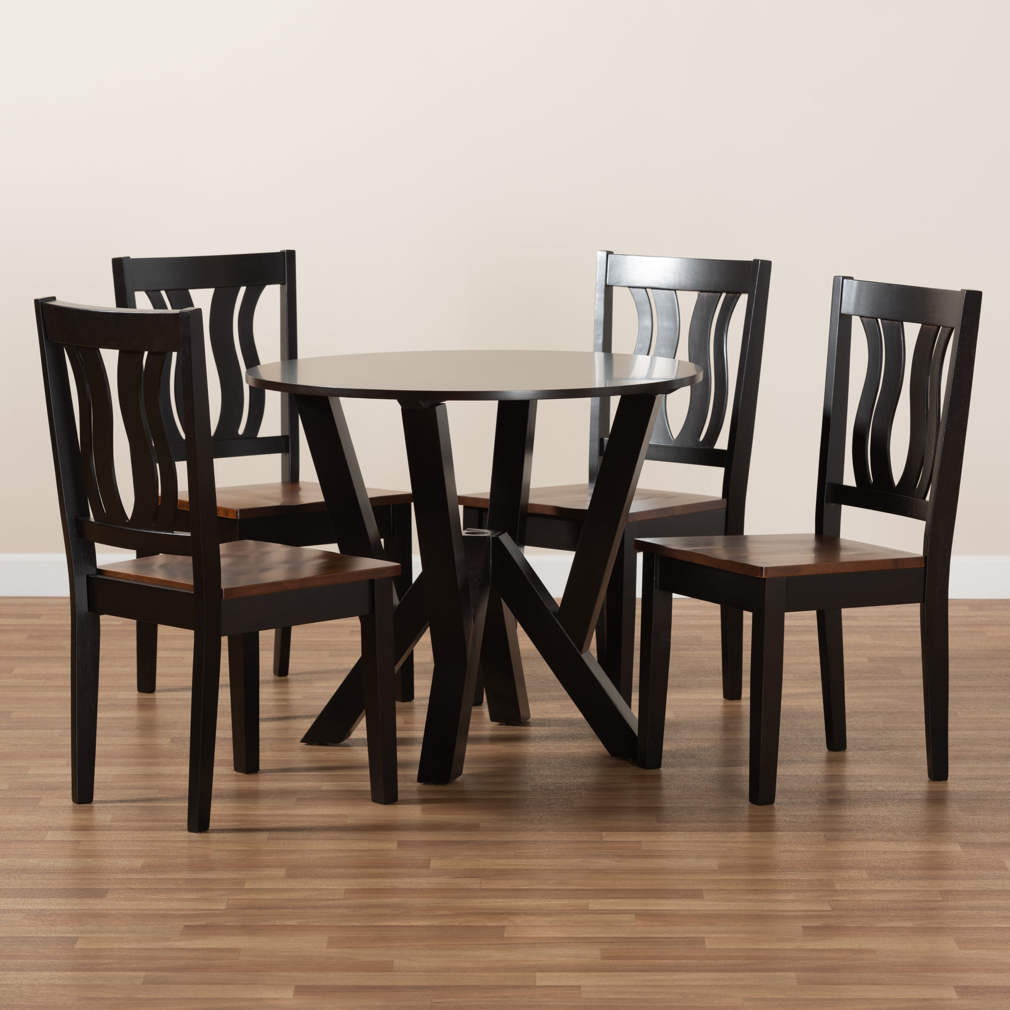 Noelia Modern Table & Dining Chairs Two-Tone 5-Piece-Dining Set-Baxton Studio - WI-Wall2Wall Furnishings